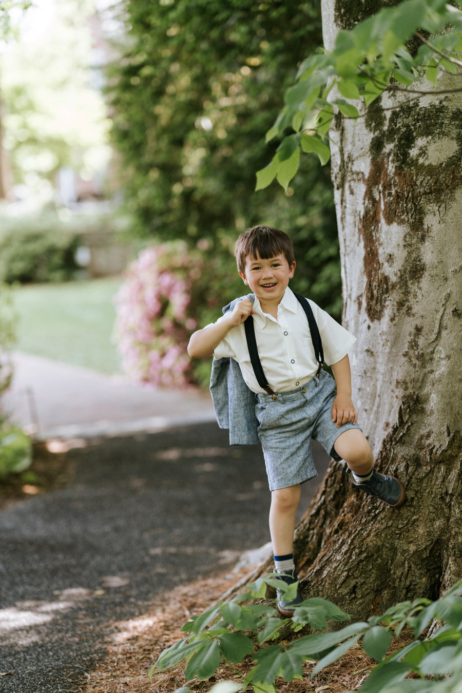 Riviera Linen Cotton Shorts with Suspenders