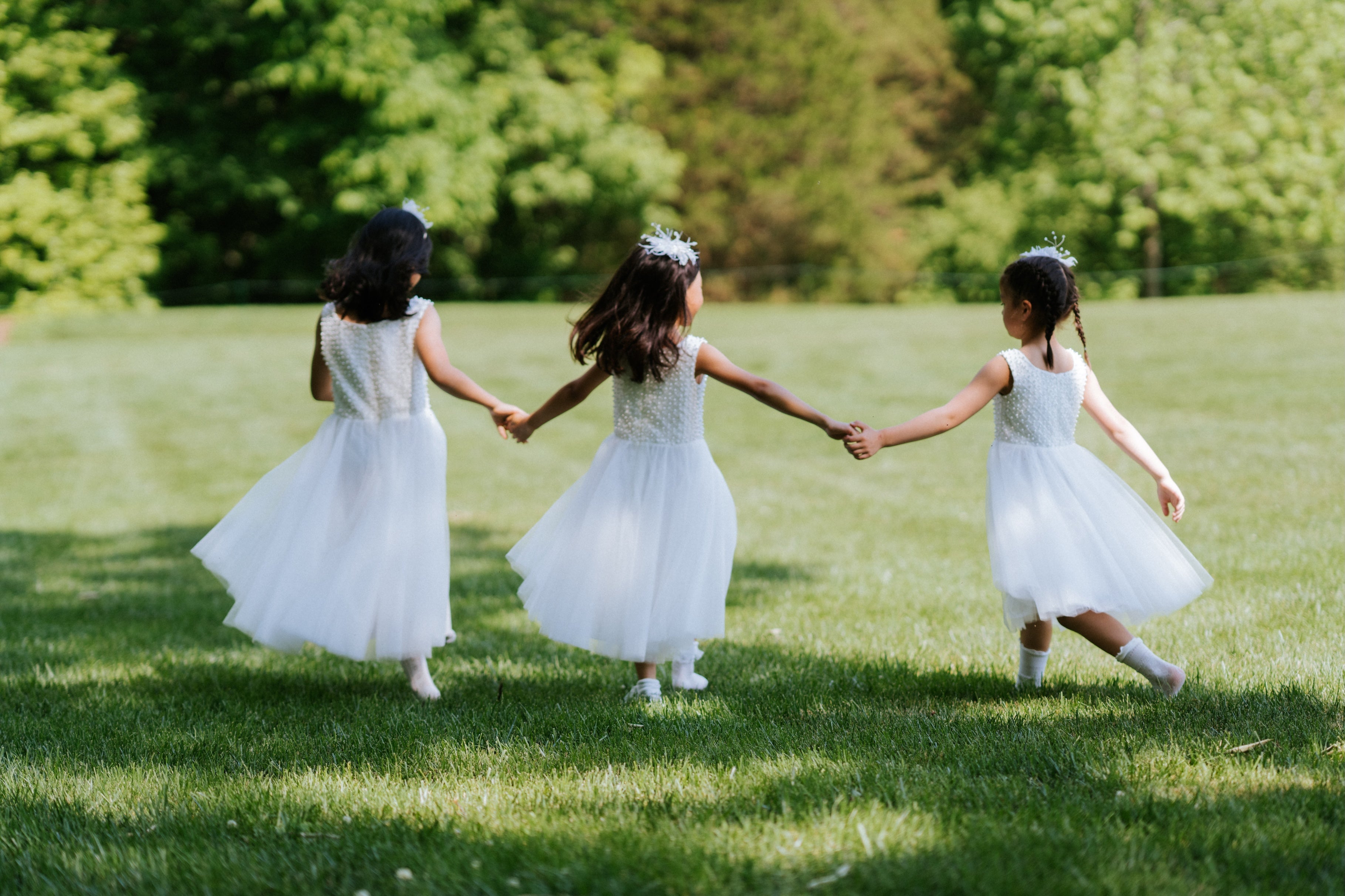 Ivory Pearl Trellis Flower Girl Dress
