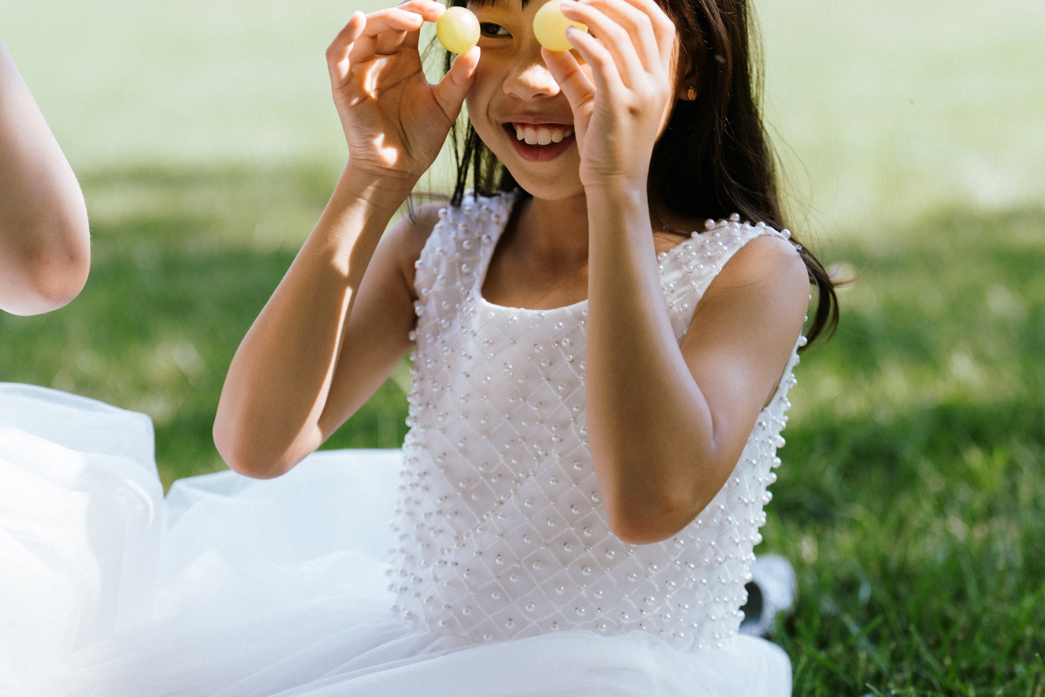Ivory Pearl Trellis Flower Girl Dress