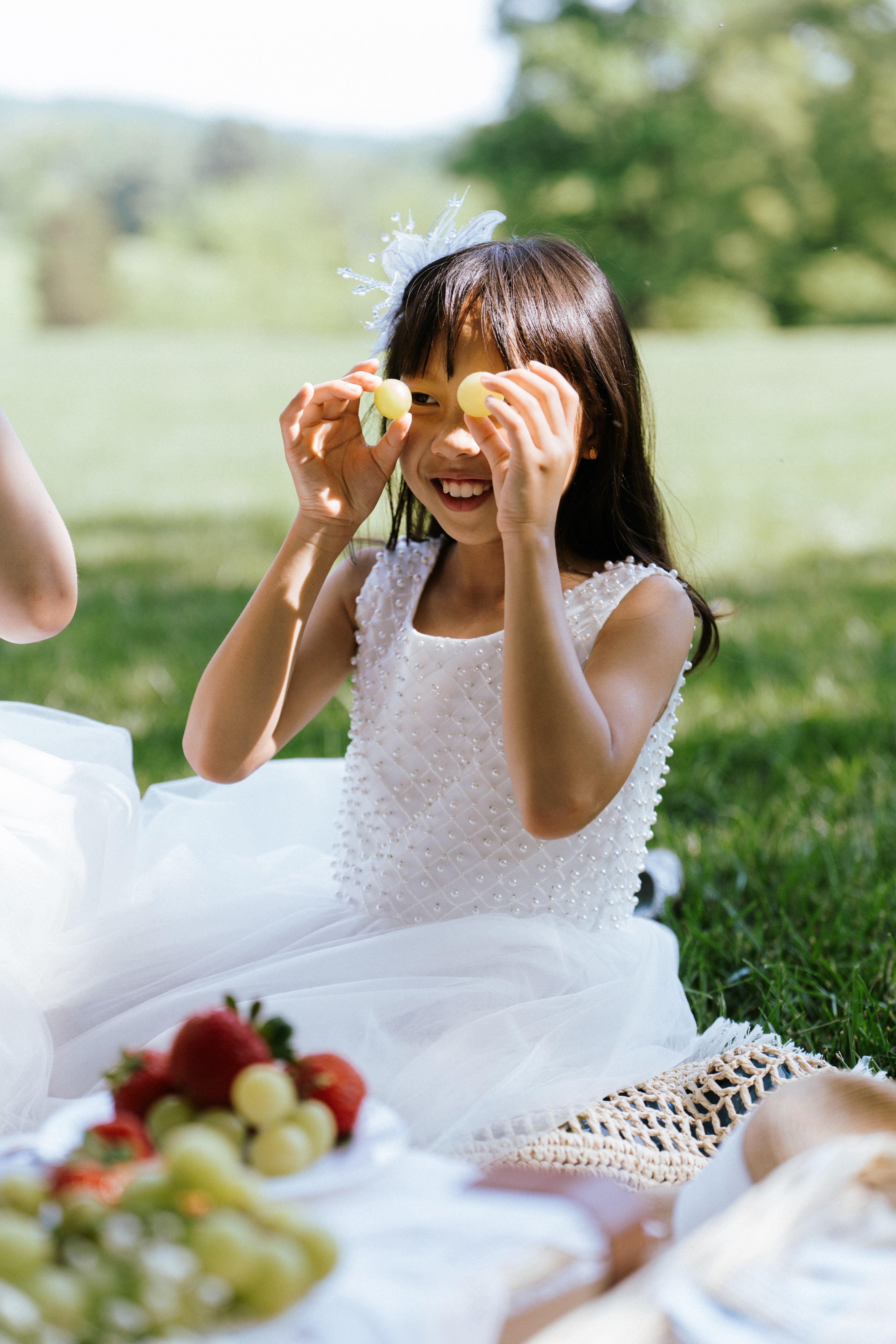 Ivory Pearl Trellis Flower Girl Dress