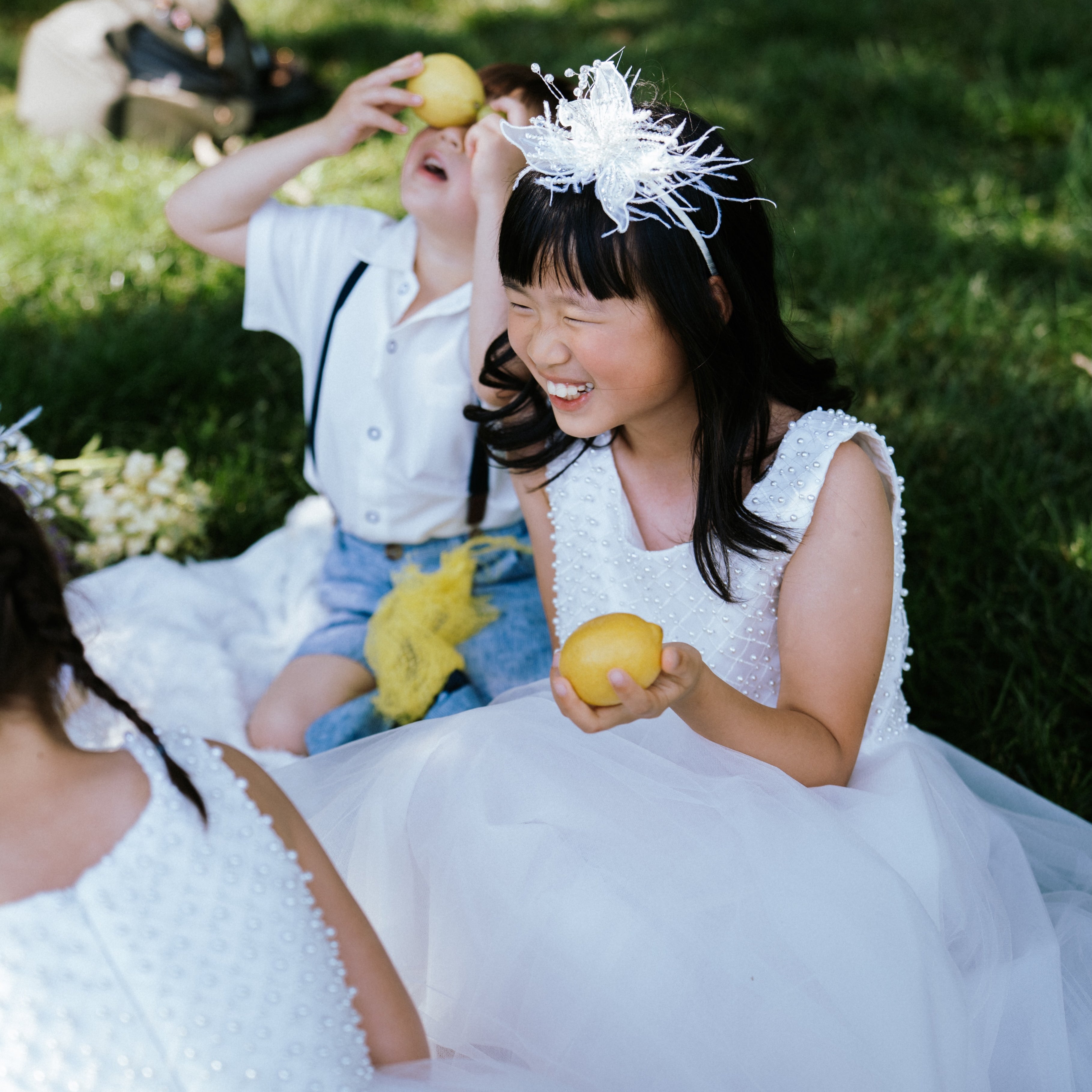 Ivory Hand-Beaded Lily Feather Headband