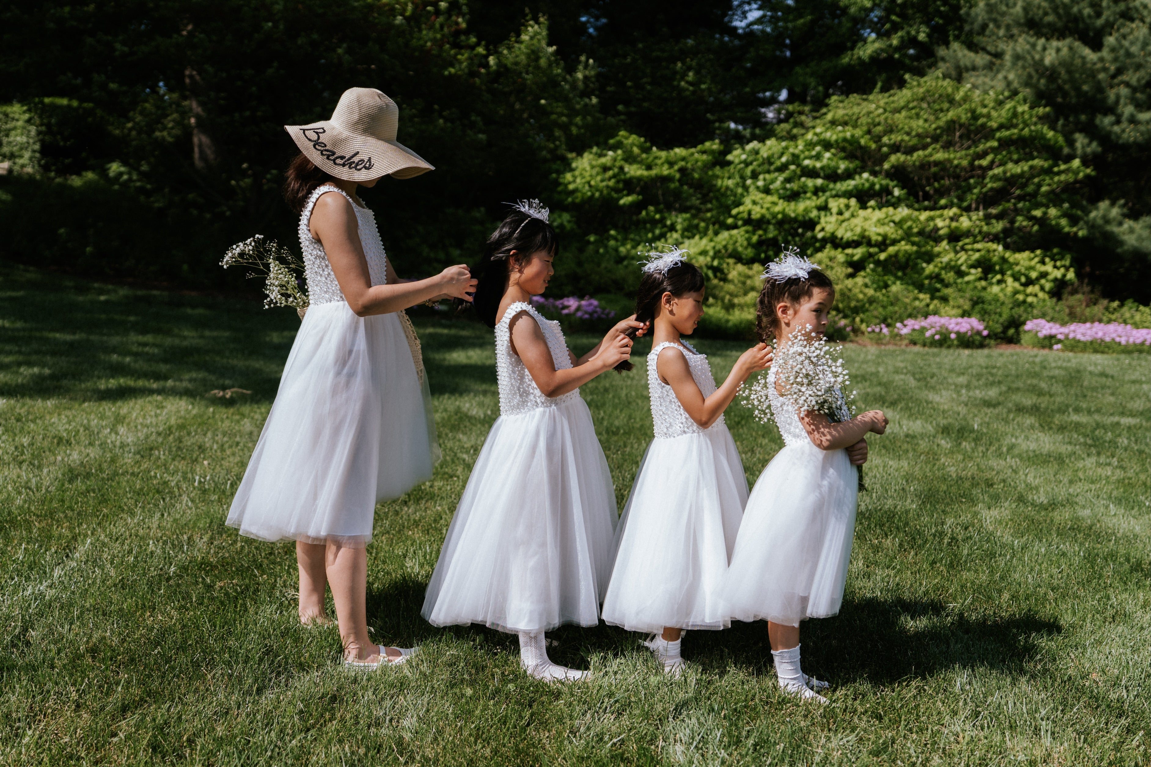 Ivory Pearl Trellis Flower Girl Dress