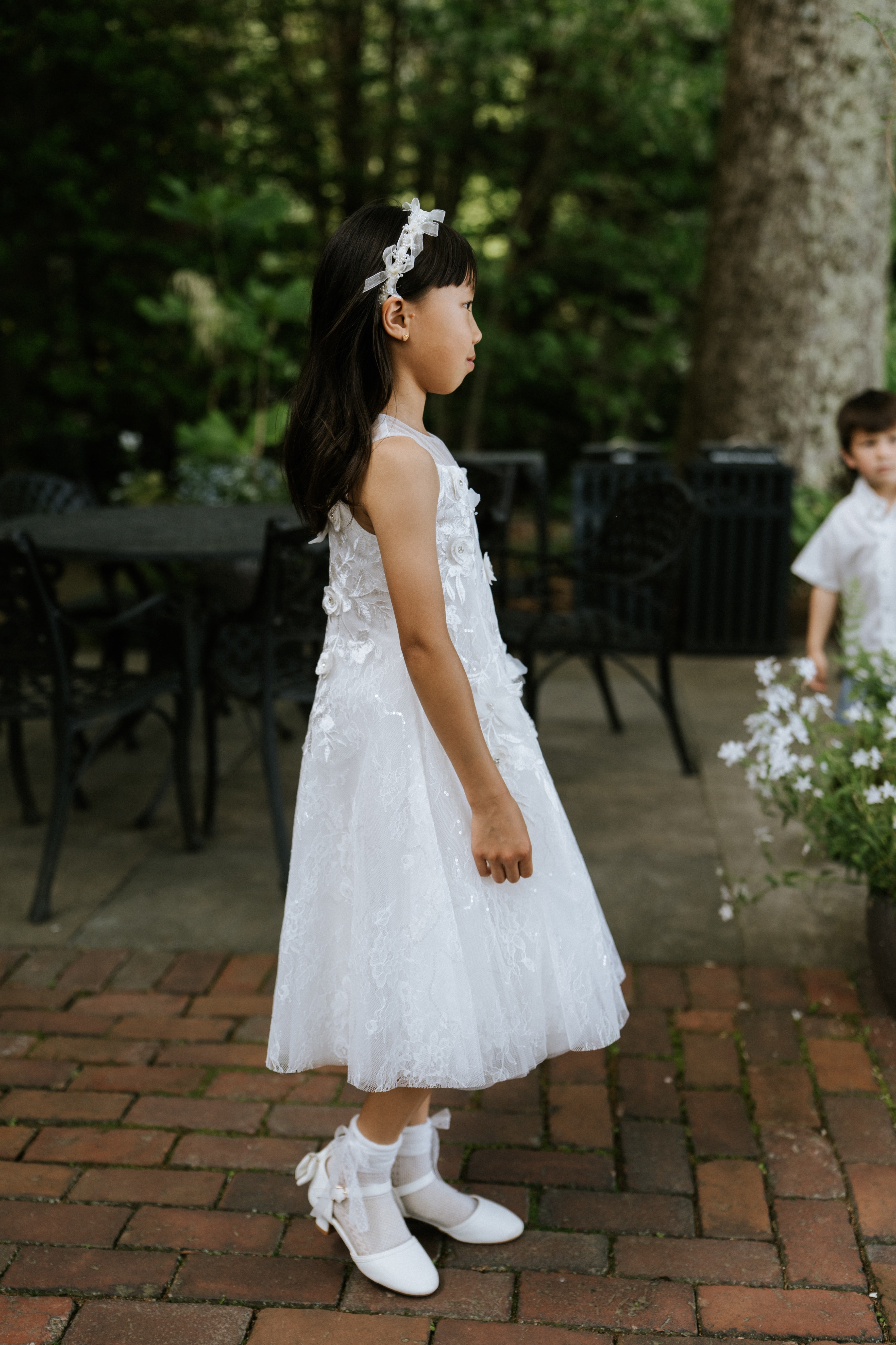 Girls Pearl Champagne Ribbon Headband