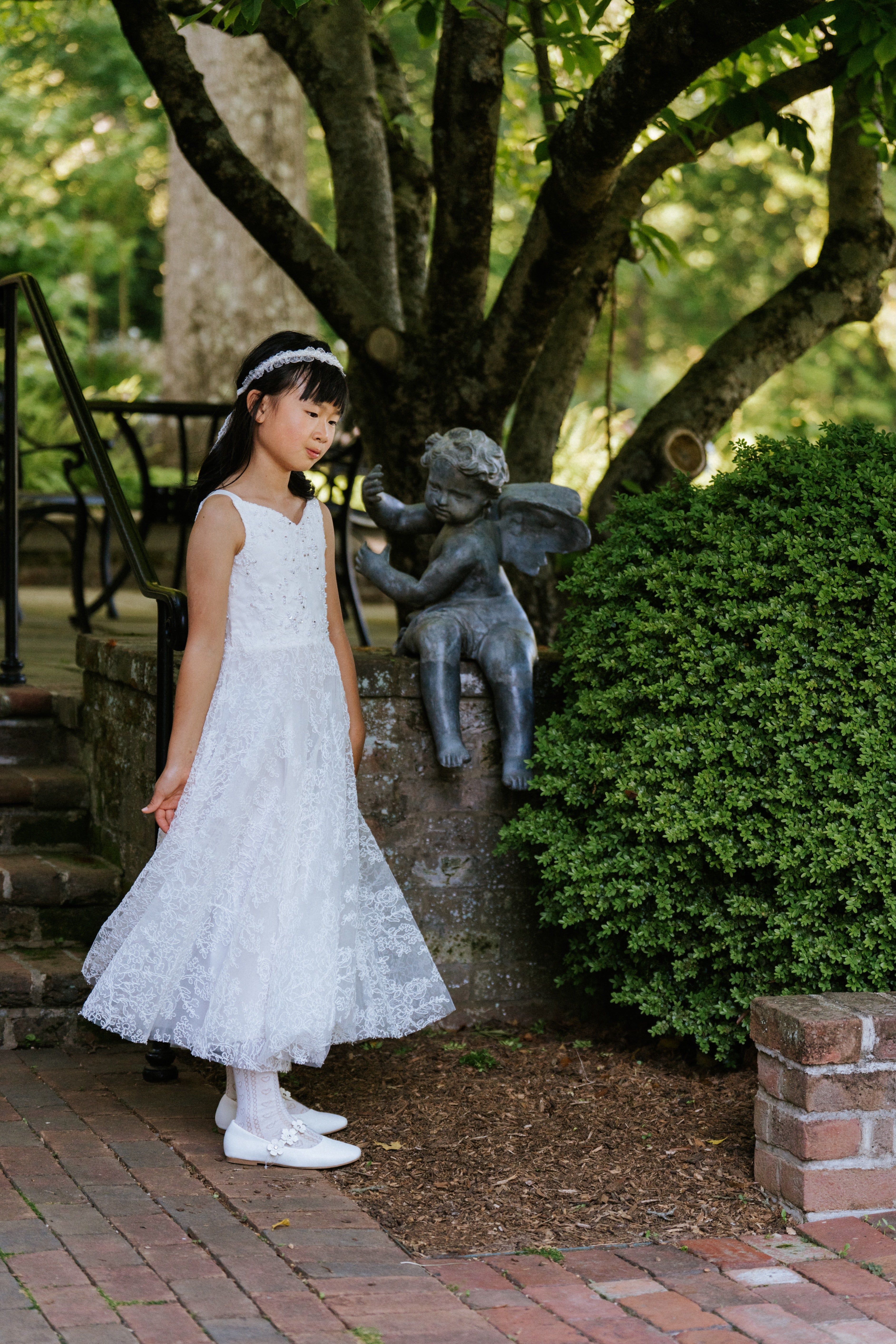 Ivory Chantilly Lace Flower Girl Dress