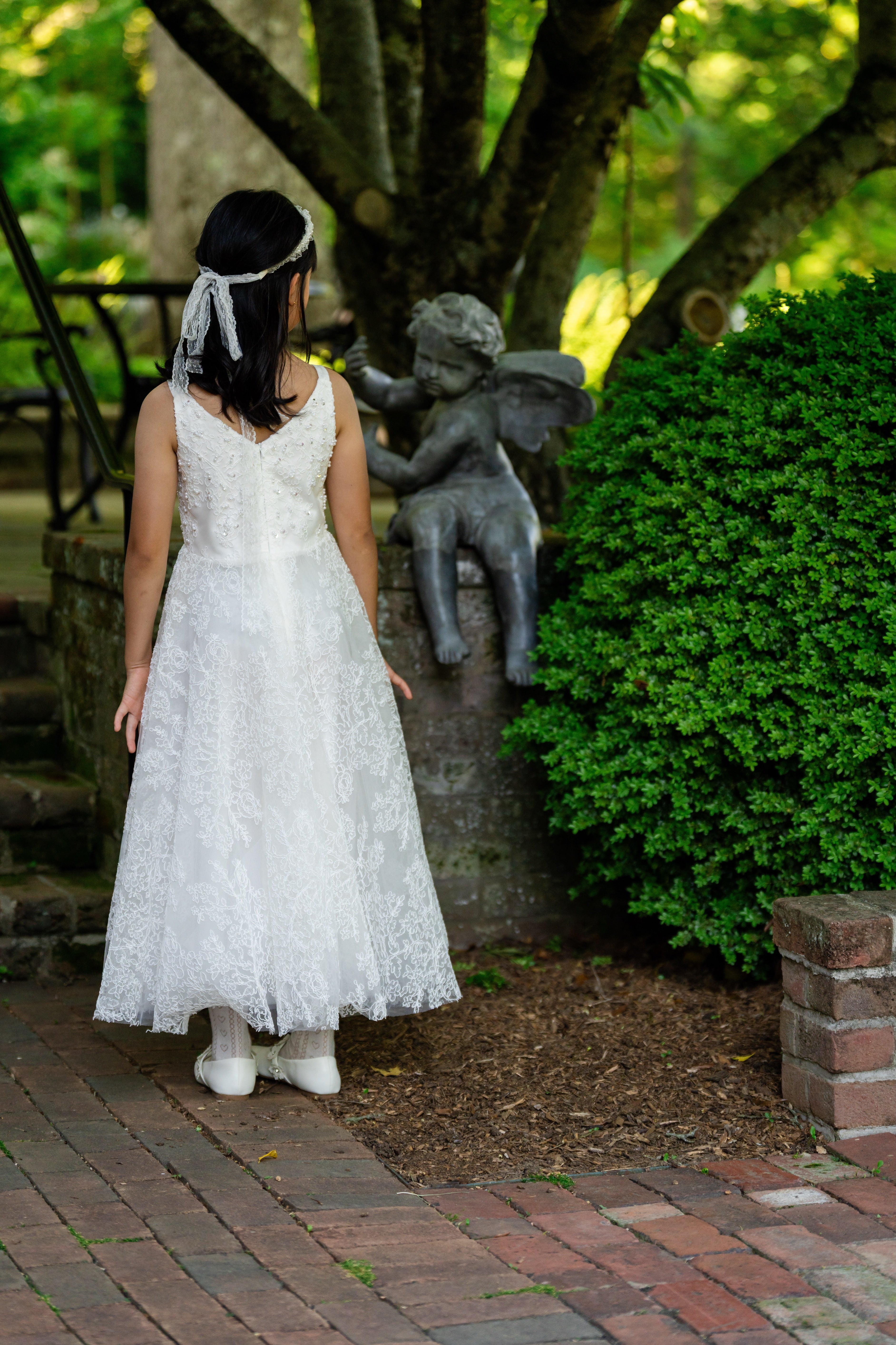 Ivory Chantilly Lace Flower Girl Dress