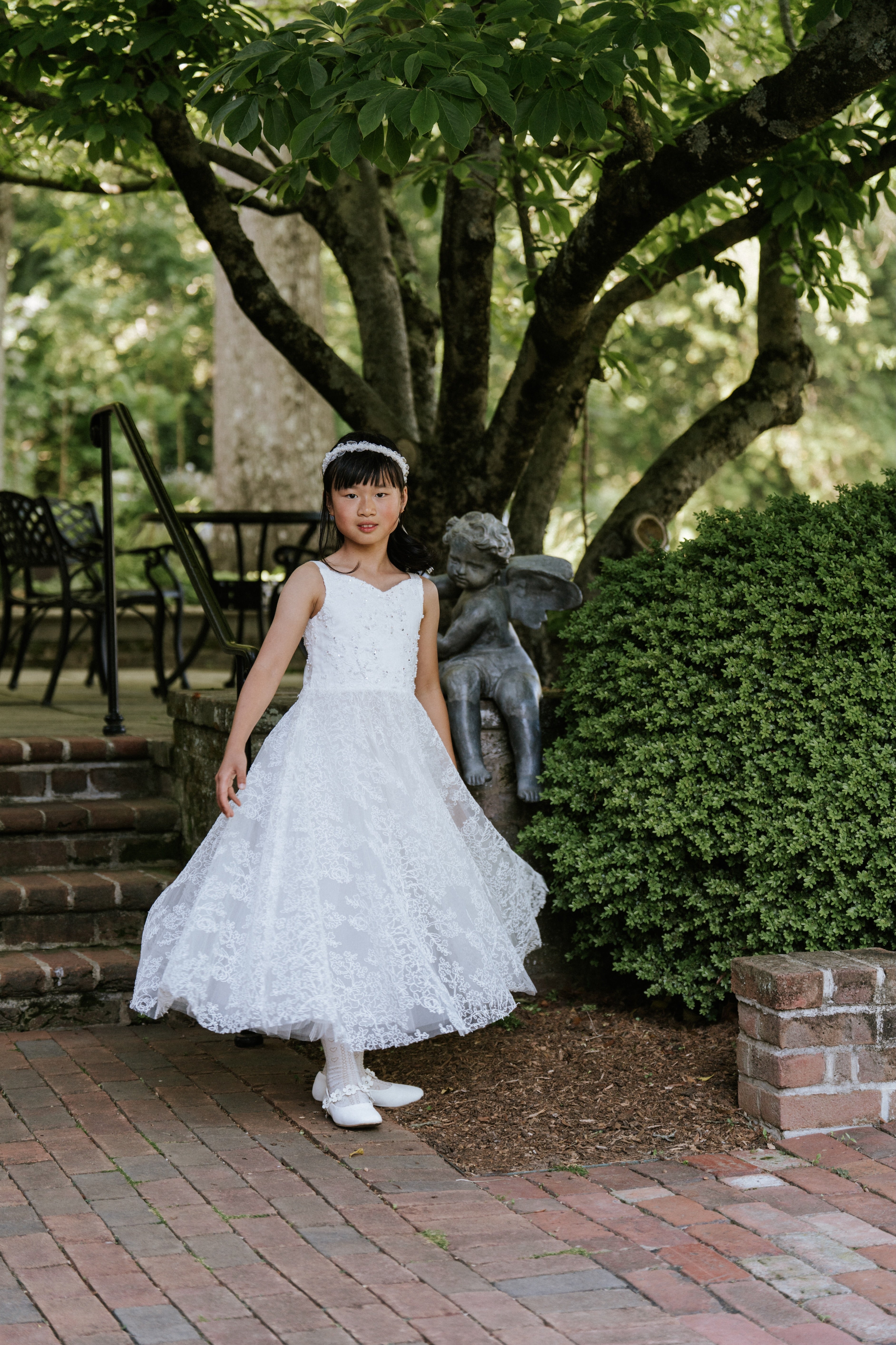 Ivory Chantilly Lace Flower Girl Dress