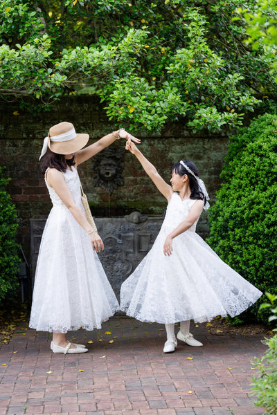 Ivory Chantilly Lace Flower Girl Dress