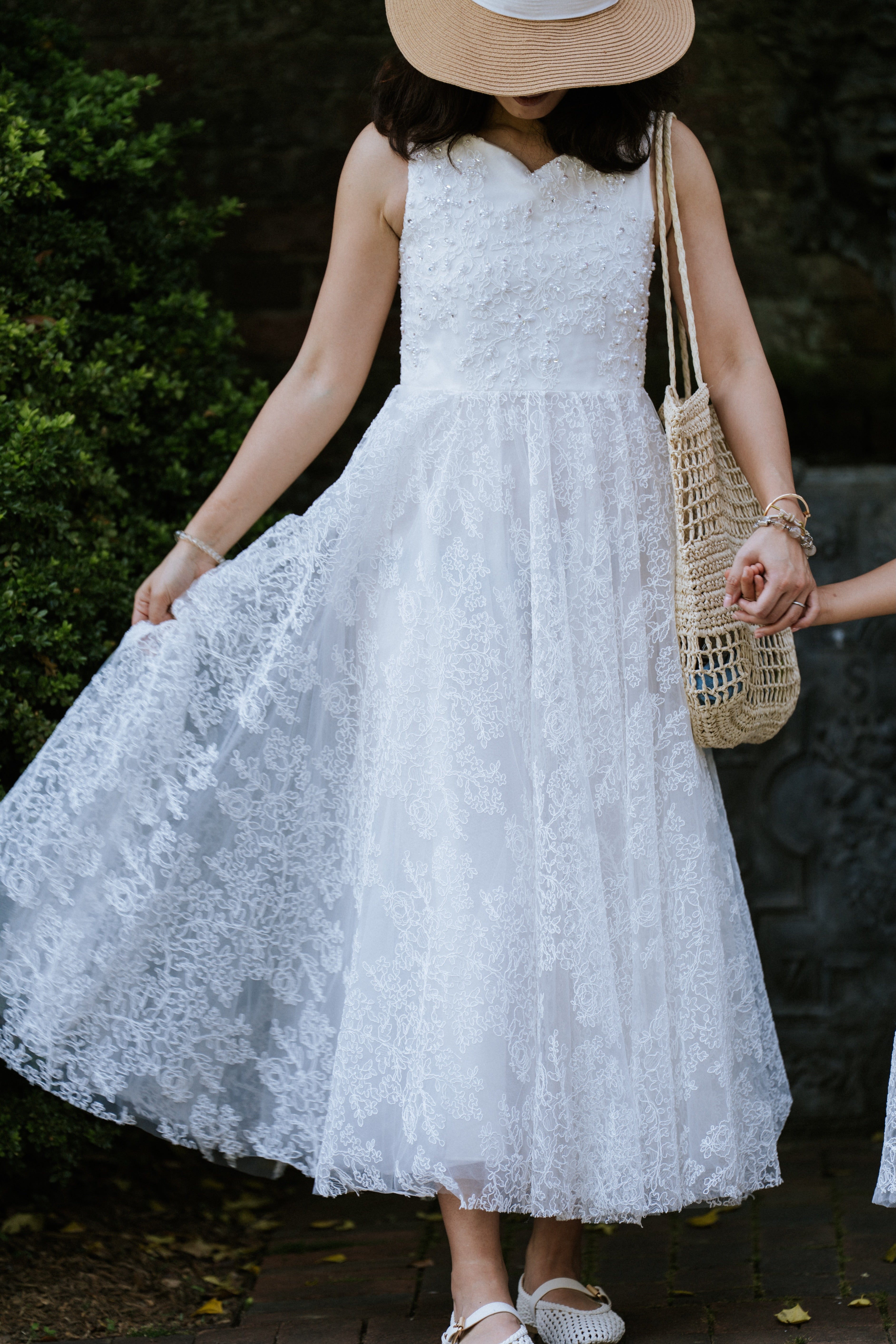 Ivory Chantilly Lace Flower Girl Dress