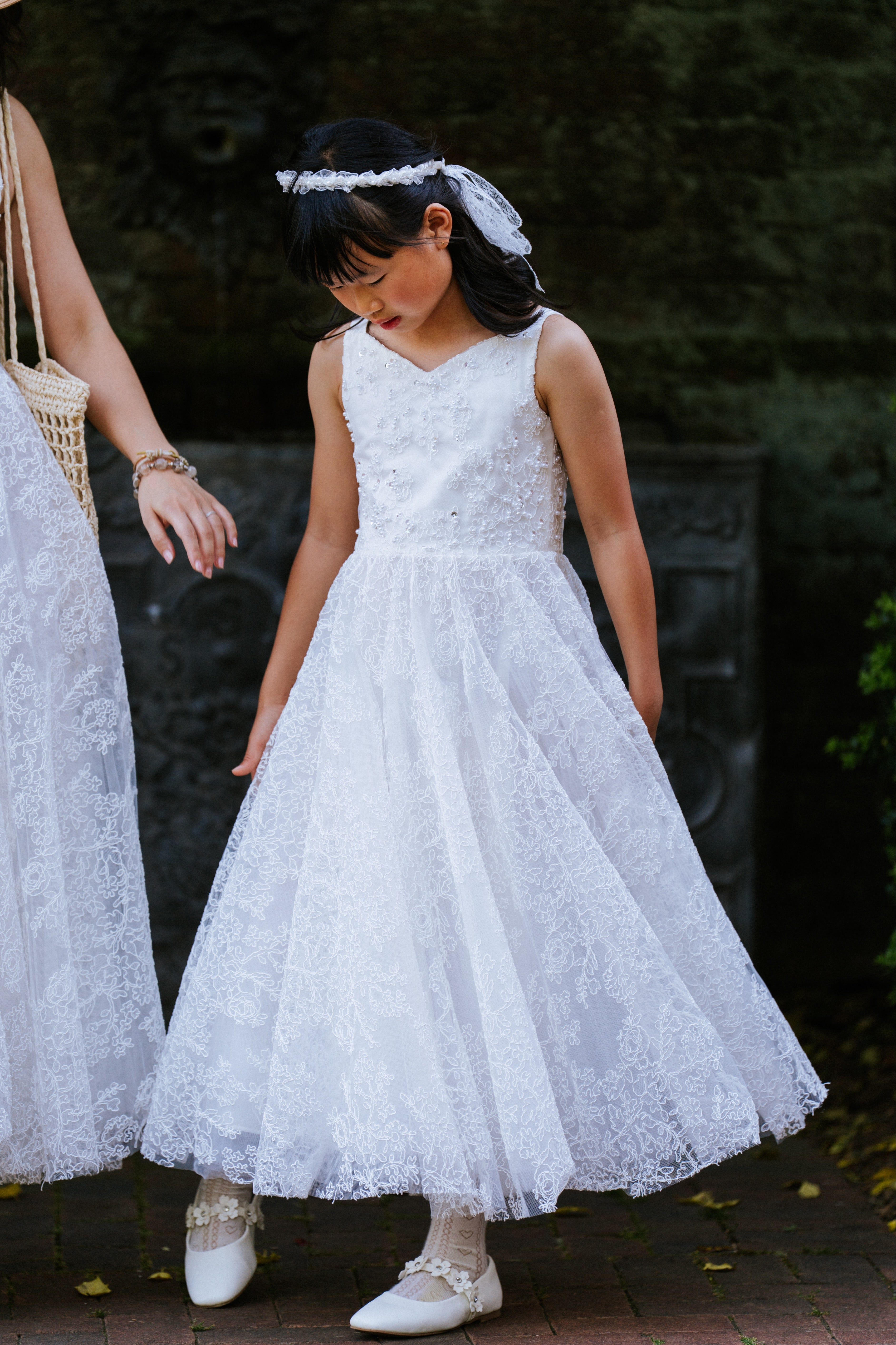 Ivory Chantilly Lace Flower Girl Dress
