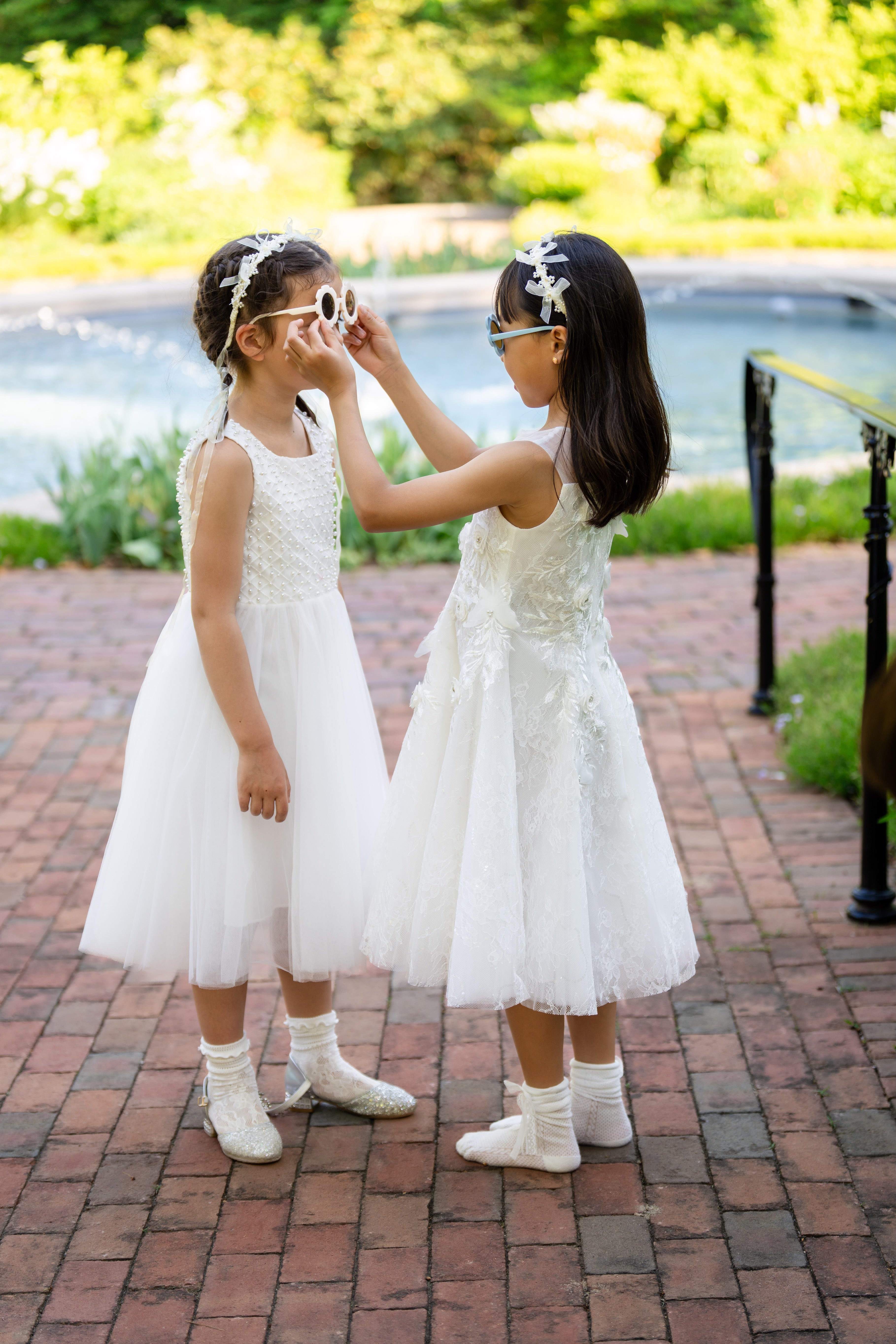 Ivory Pearl Trellis Flower Girl Dress
