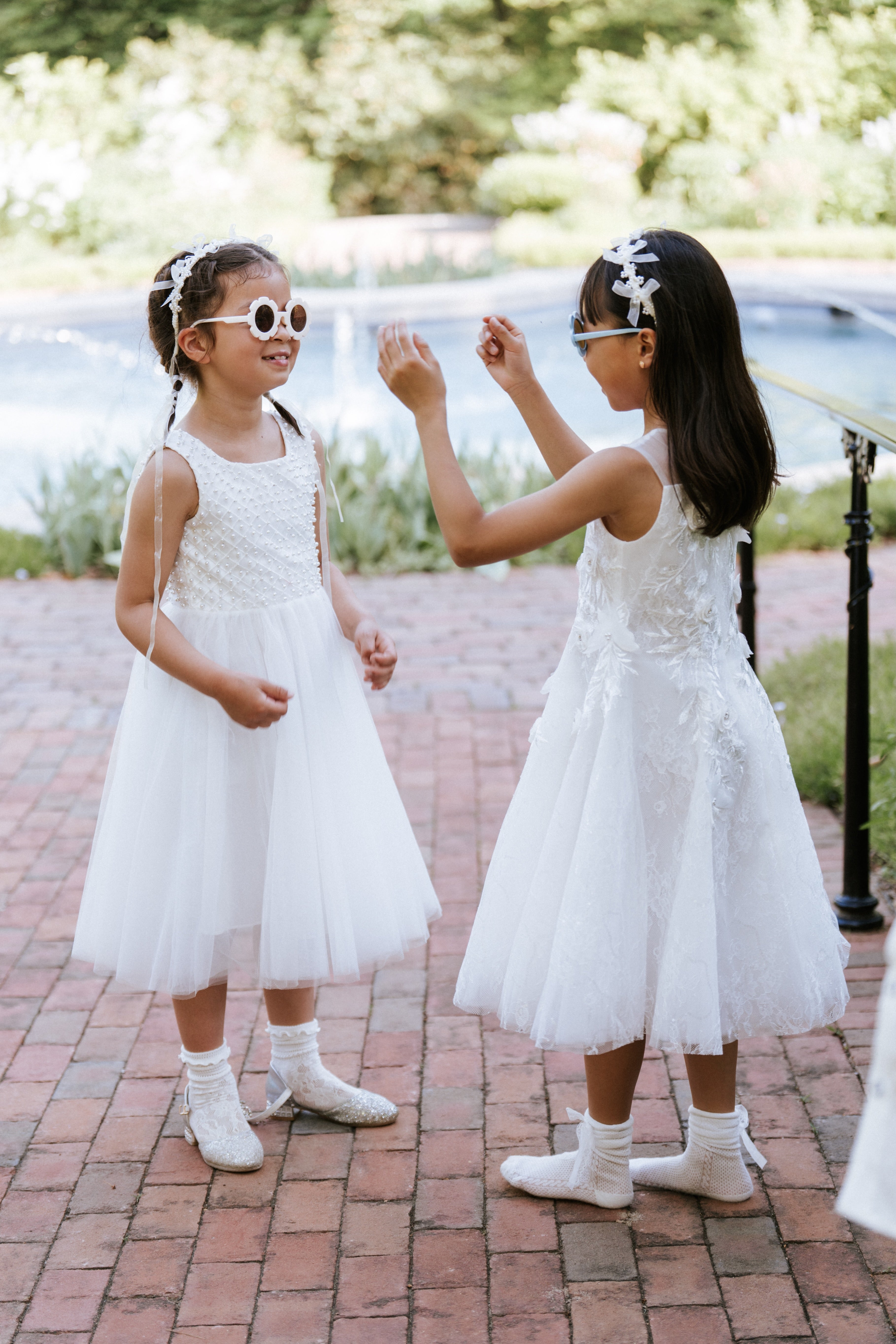 Girls Pearl Champagne Ribbon Headband