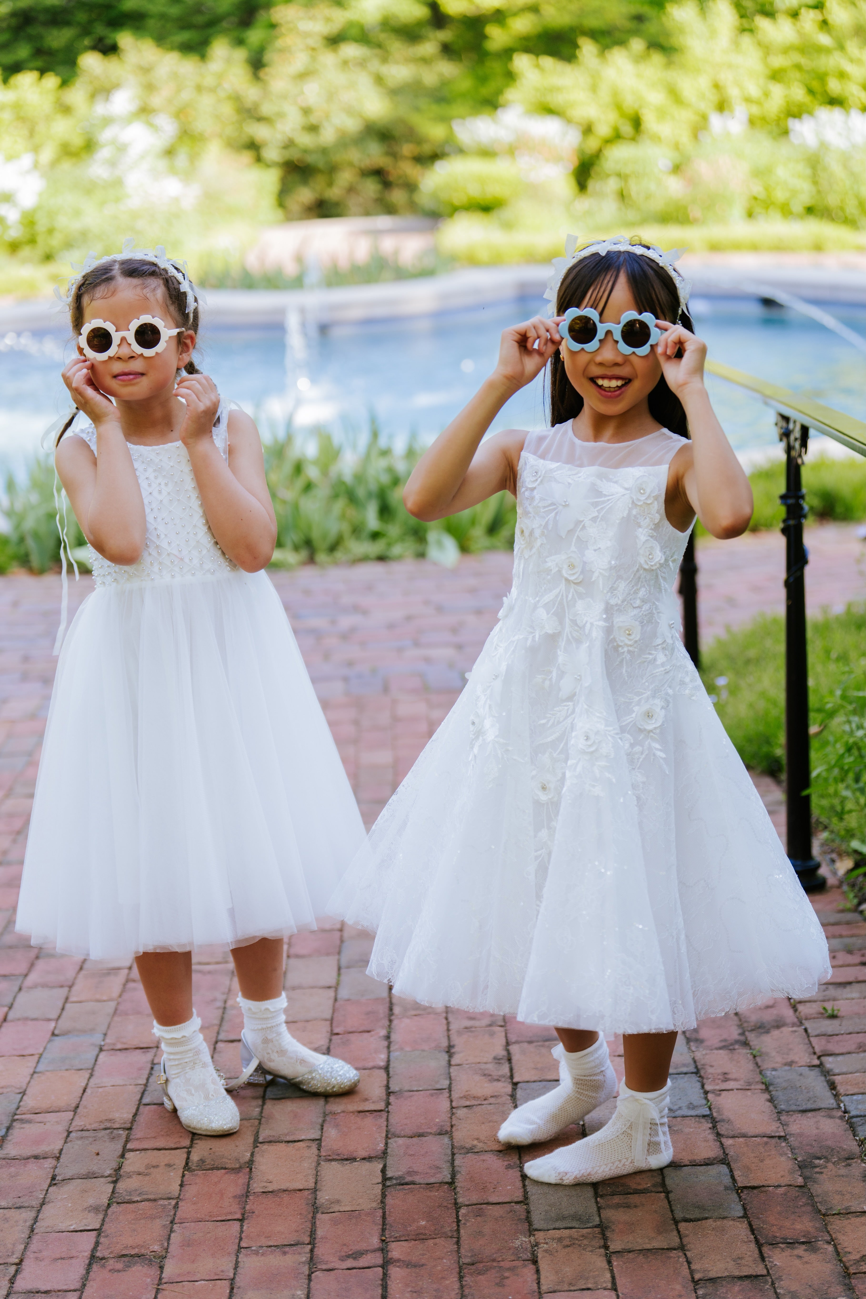 Ivory Floral Appliqué Flower Girl Dress