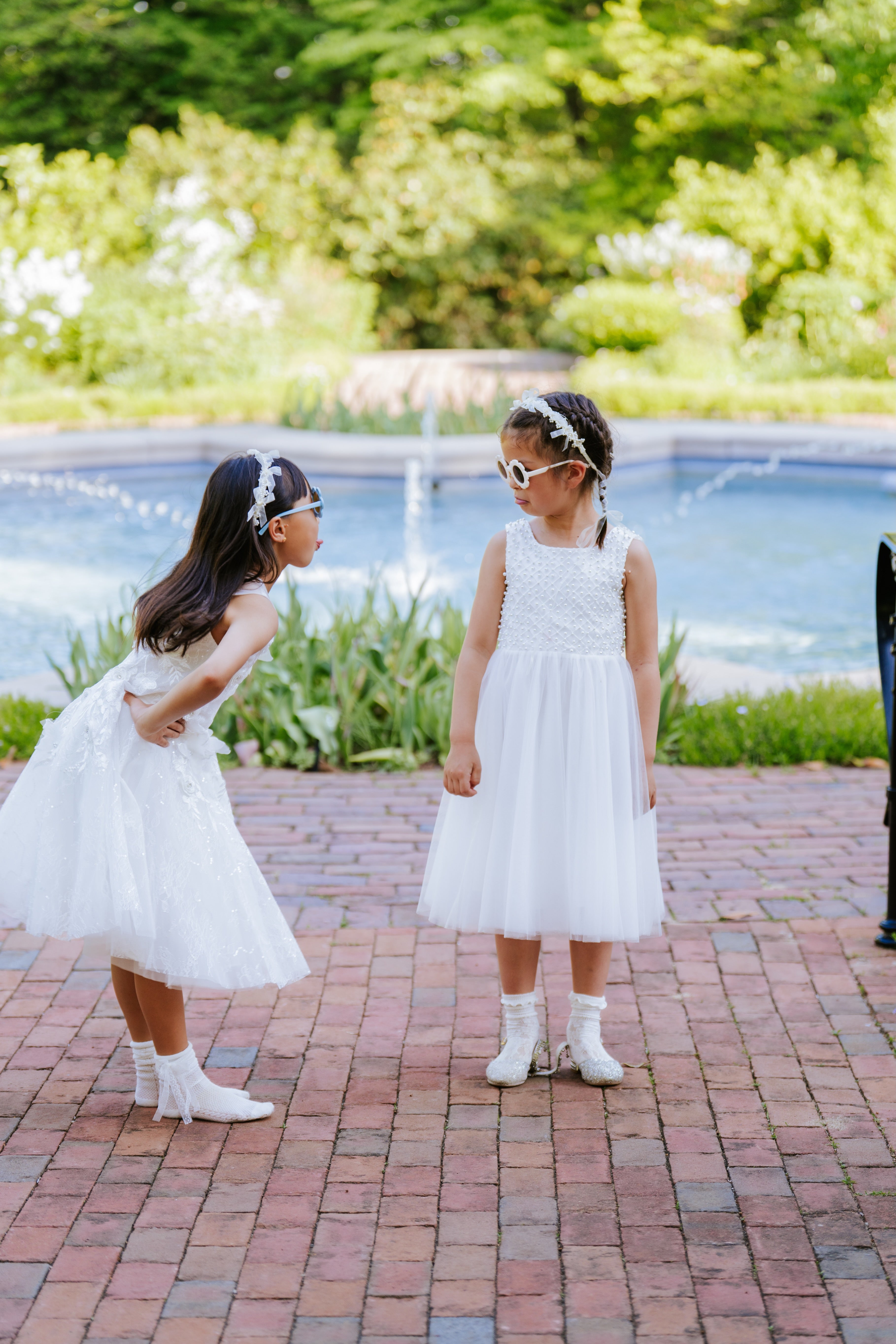Ivory Pearl Trellis Flower Girl Dress