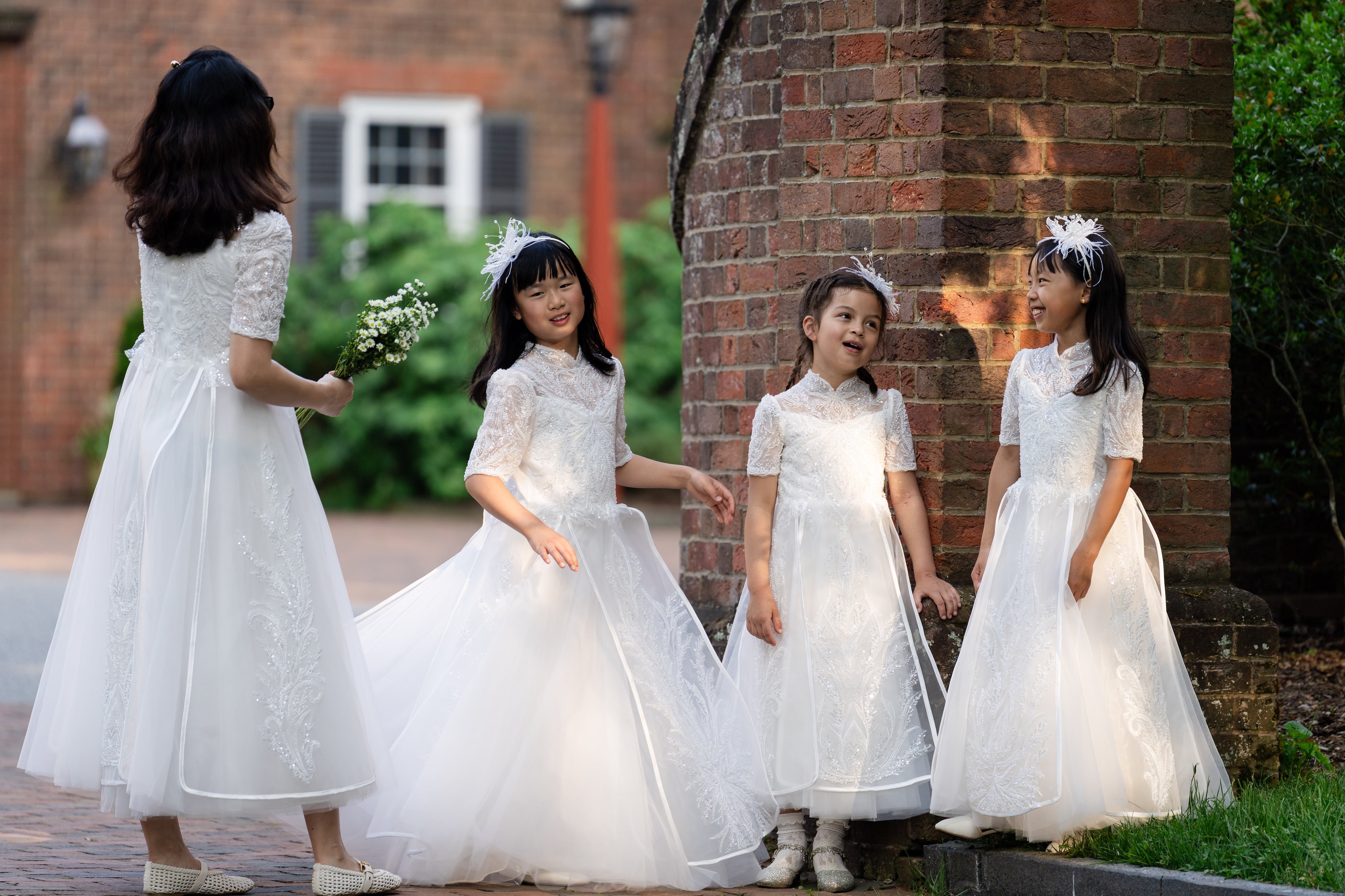 Ivory Beaded Couture Flower Girl Dress