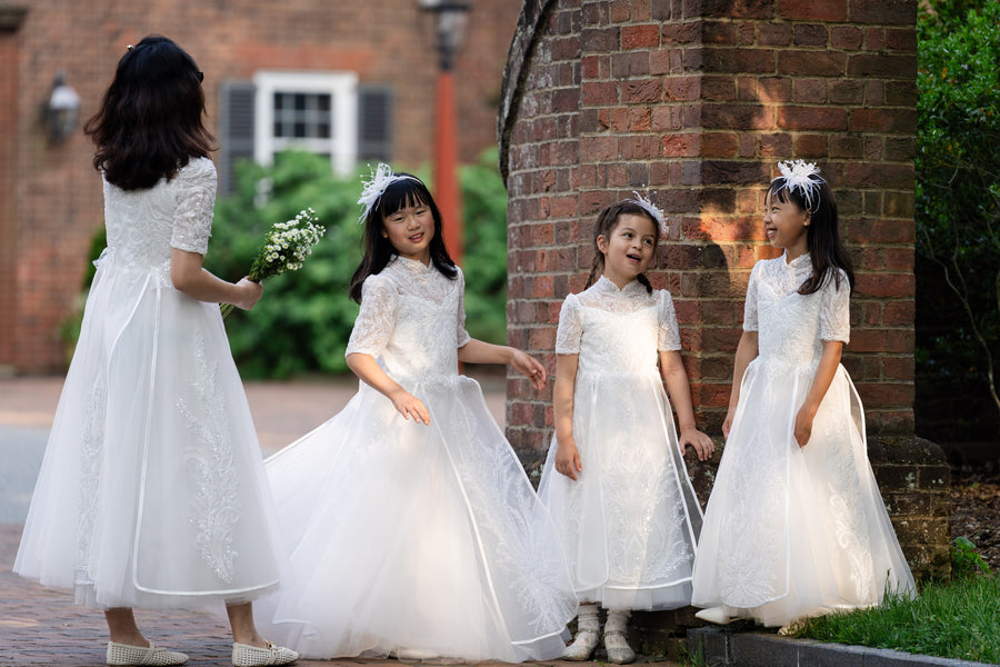 Ivory Beaded Couture Flower Girl Dress