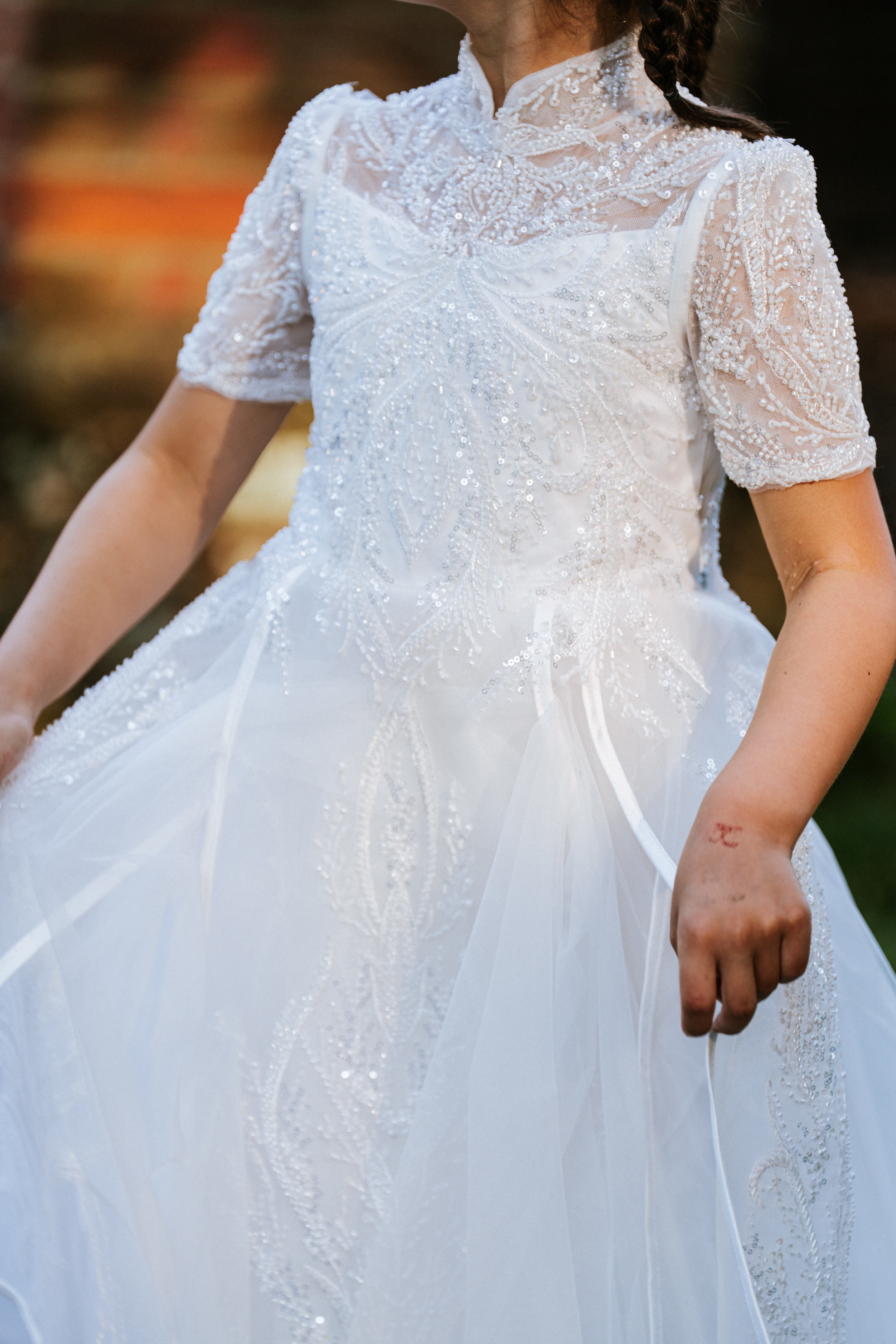 Ivory Beaded Couture Flower Girl Dress
