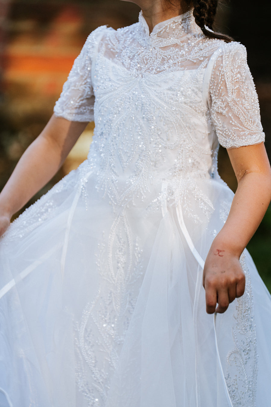 Ivory Beaded Couture Flower Girl Dress