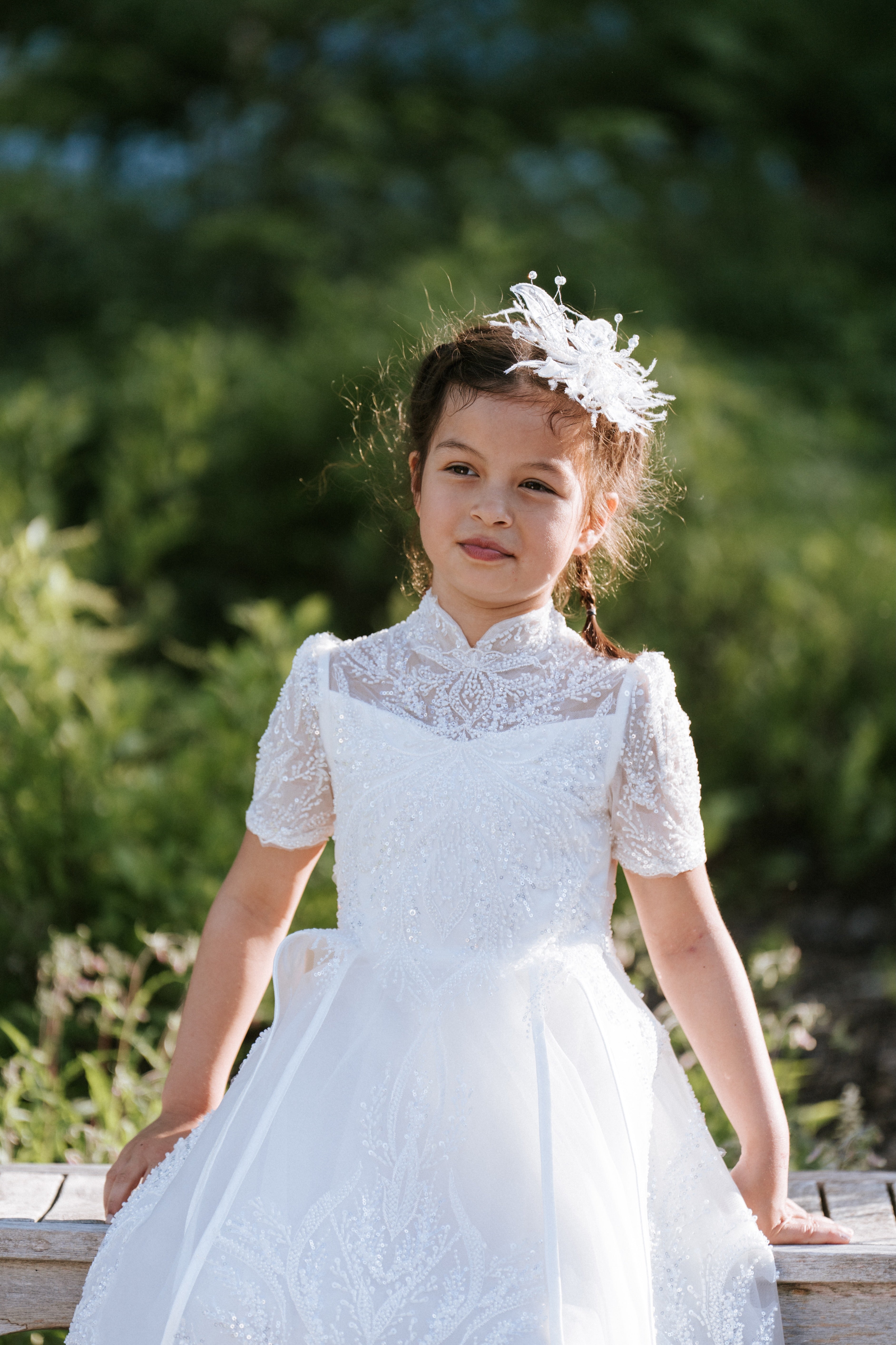 Ivory Beaded Couture Flower Girl Dress
