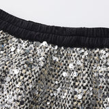 The Silver Gala Sequin Tweed Skirt