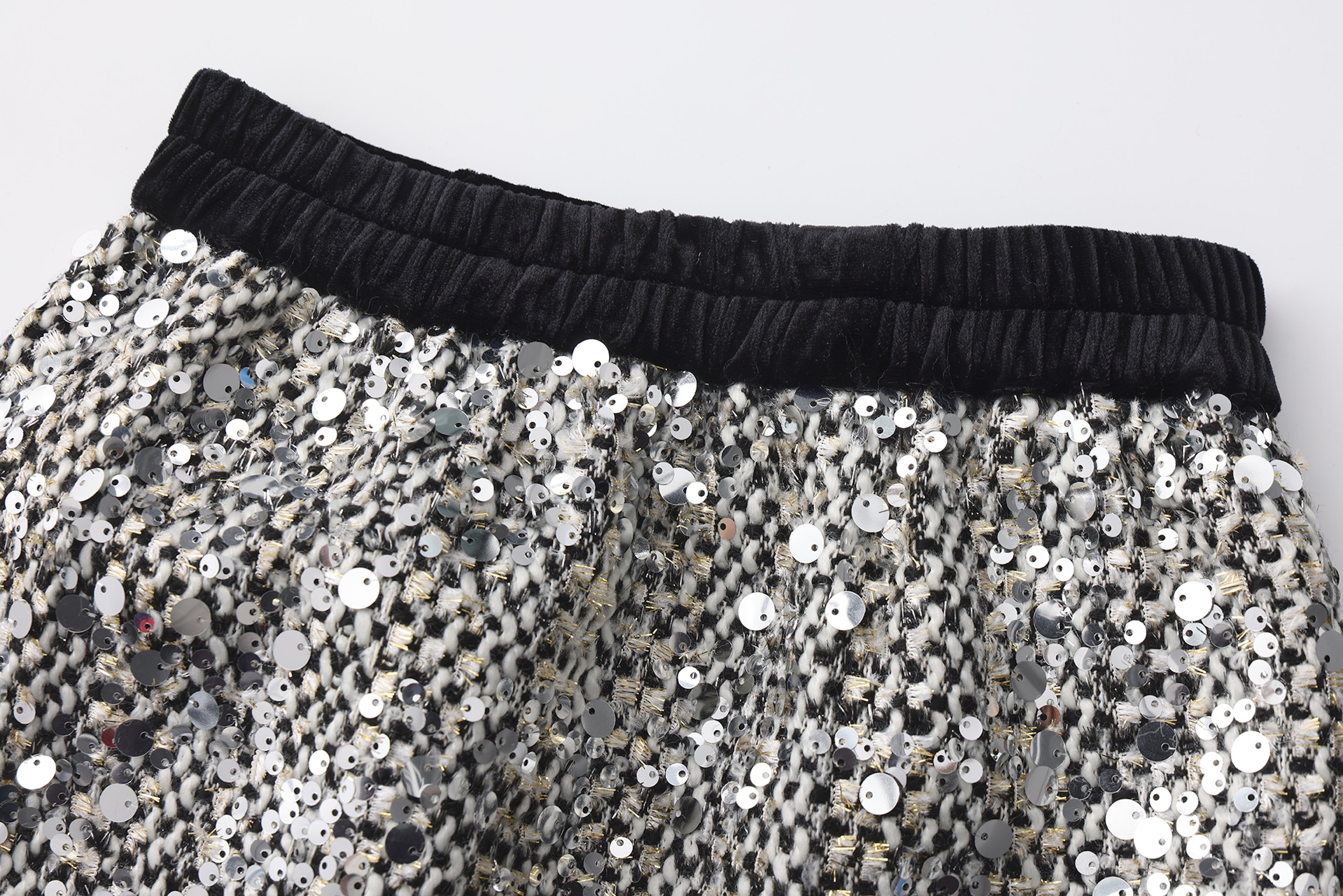 The Silver Gala Sequin Tweed Skirt
