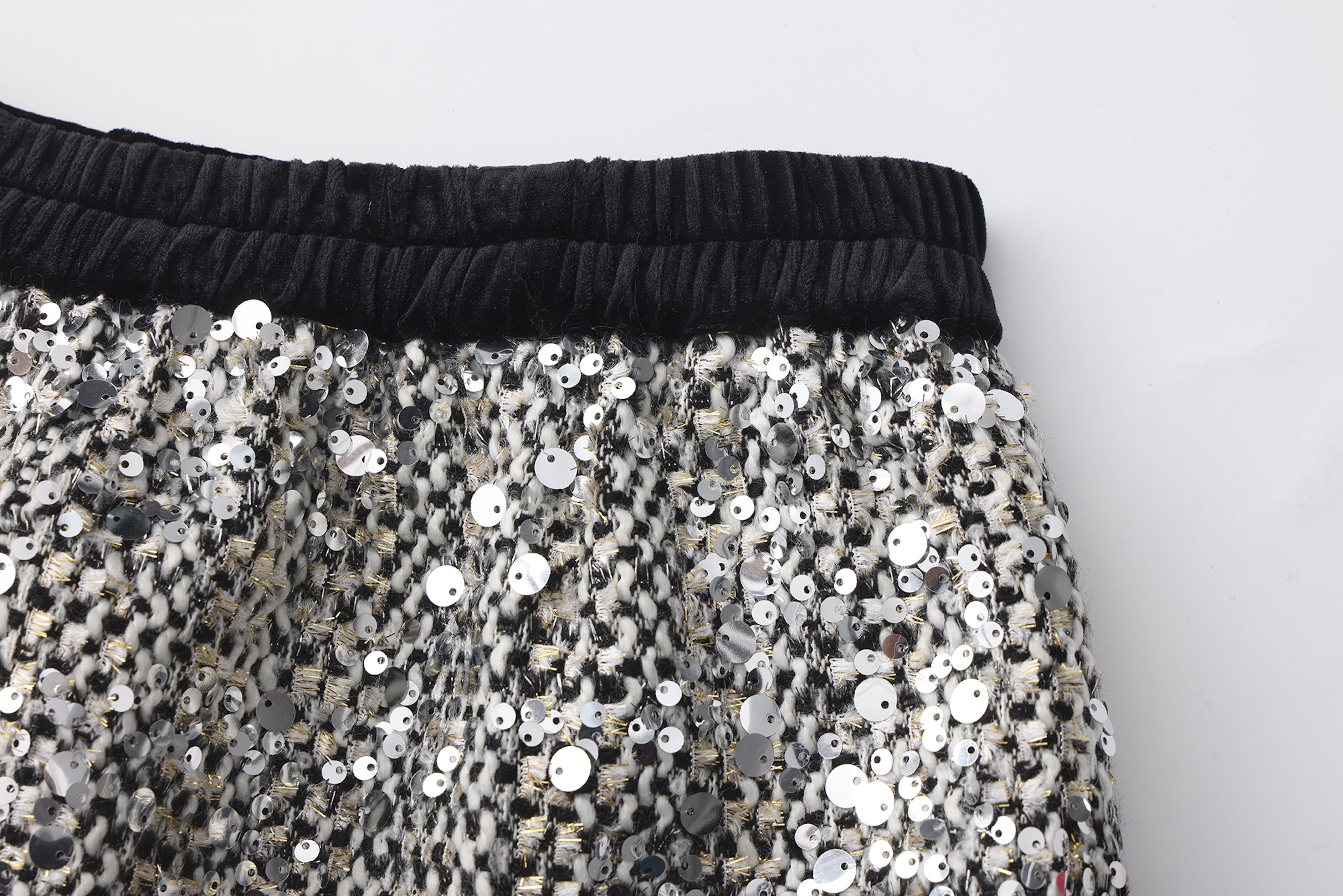 The Silver Gala Sequin Tweed Skirt