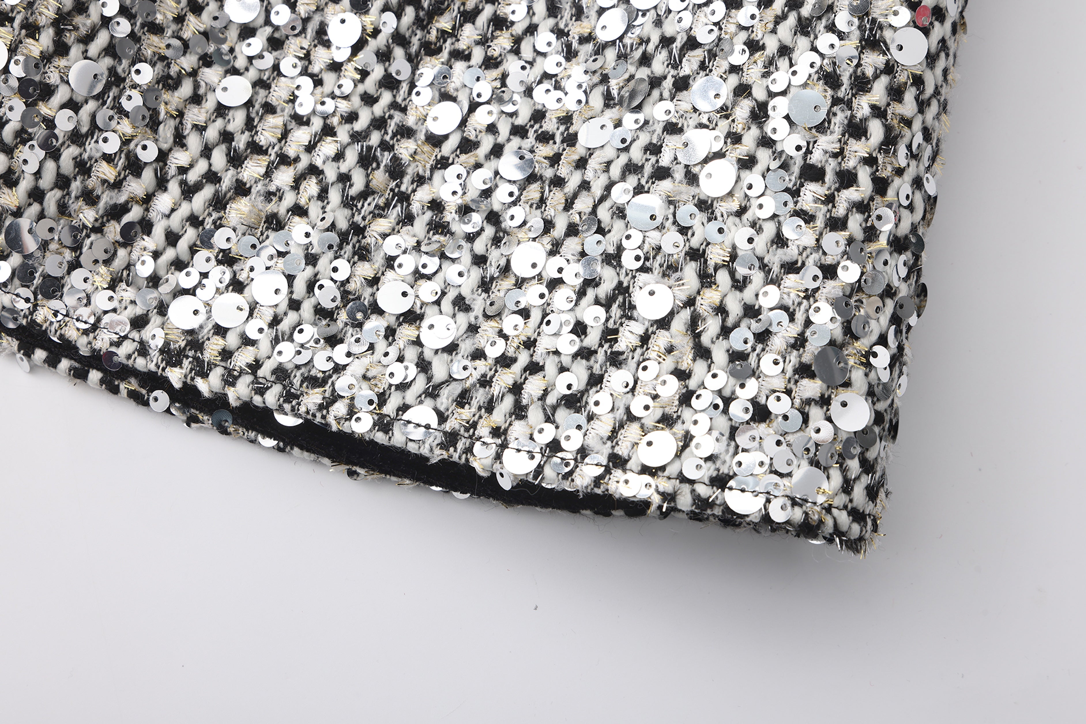 The Silver Gala Sequin Tweed Skirt