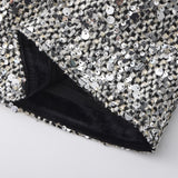 The Silver Gala Sequin Tweed Skirt