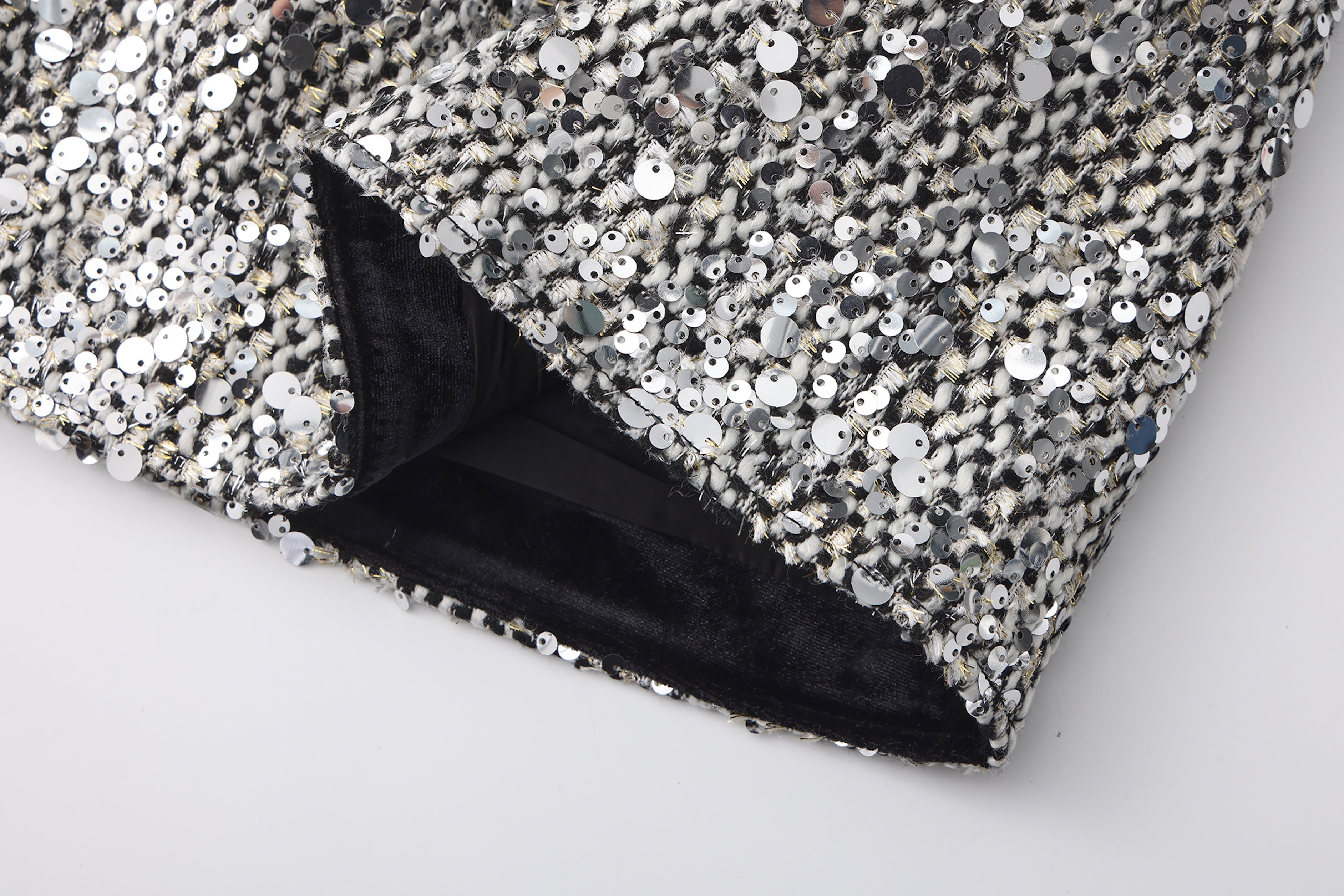 The Silver Gala Sequin Tweed Skirt