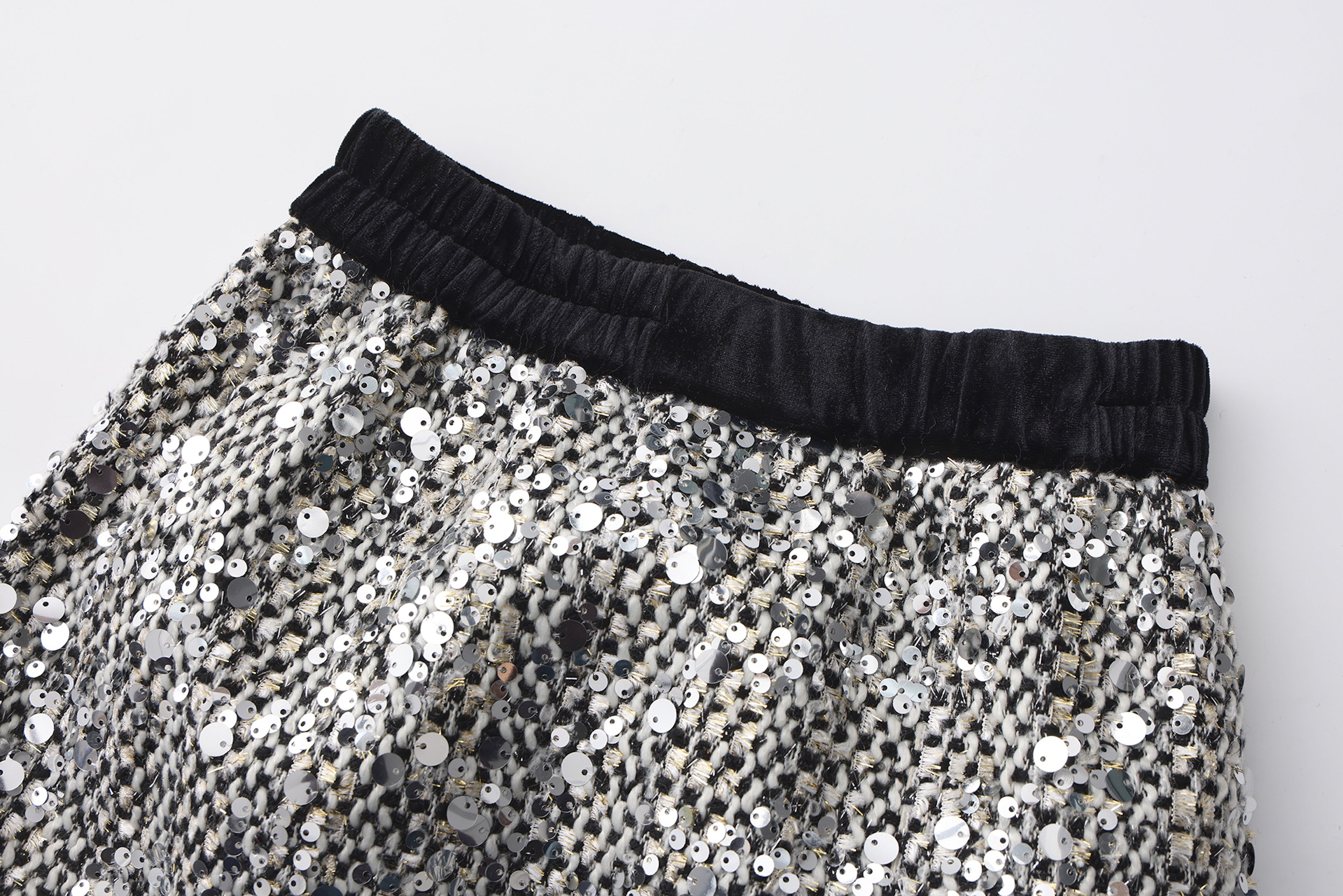 The Silver Gala Sequin Tweed Skirt