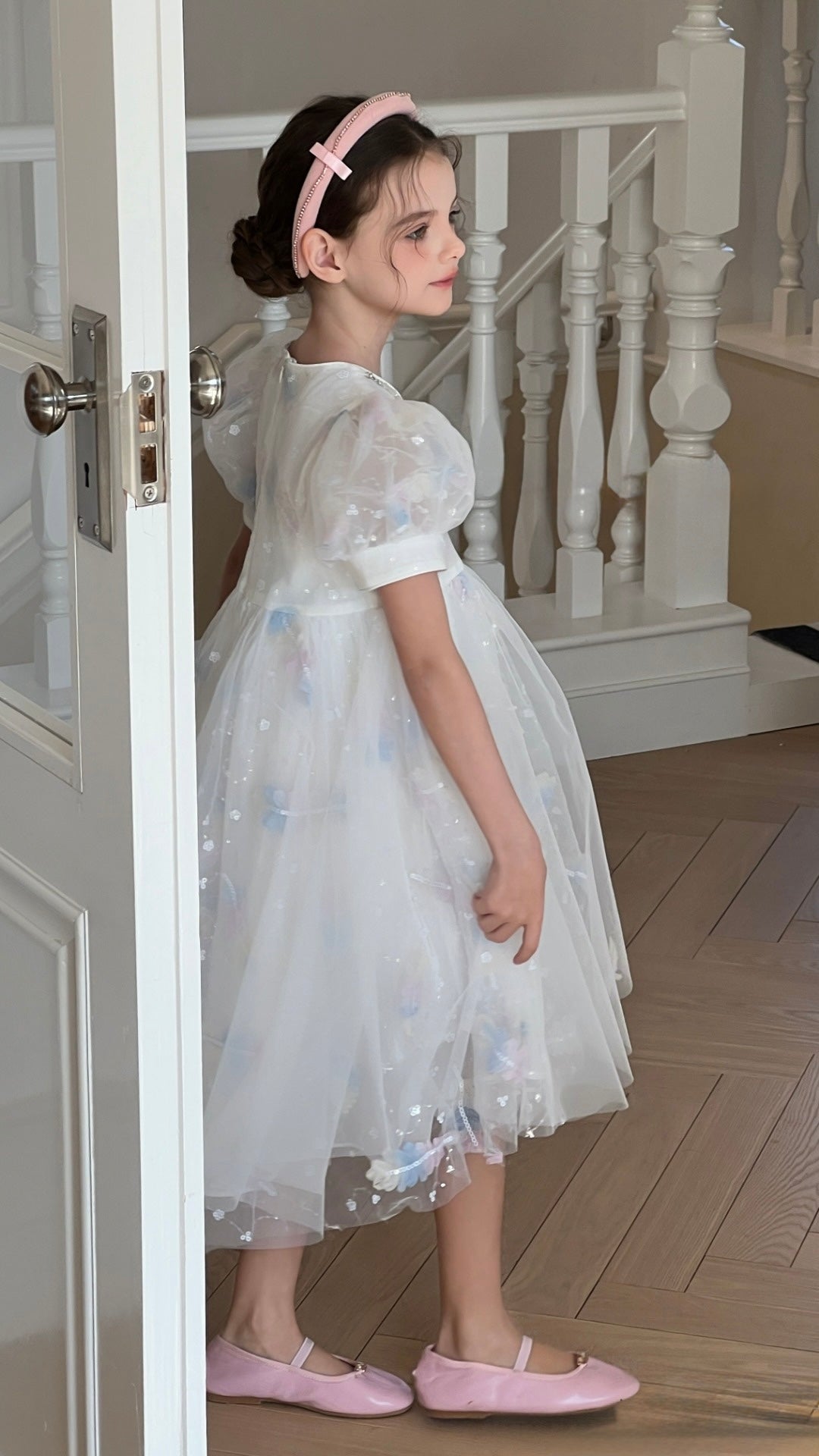 Feather Bloom Pastel Tulle Dress