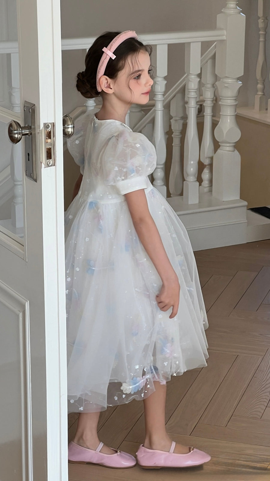 Feather Bloom Pastel Tulle Dress