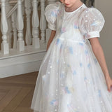 Feather Bloom Pastel Tulle Dress