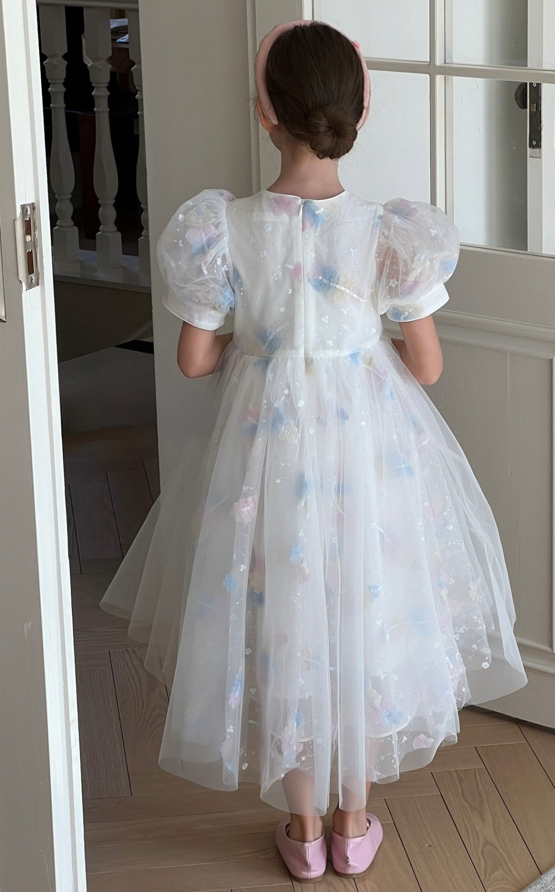 Feather Bloom Pastel Tulle Dress