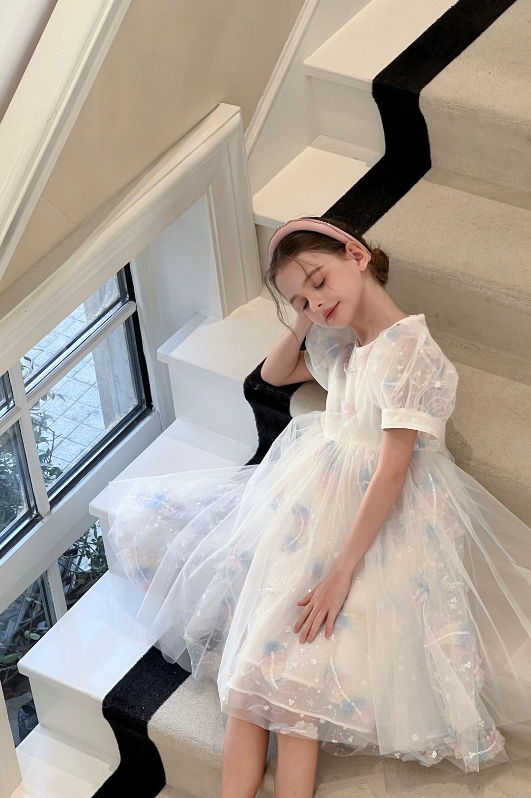 Feather Bloom Pastel Tulle Dress