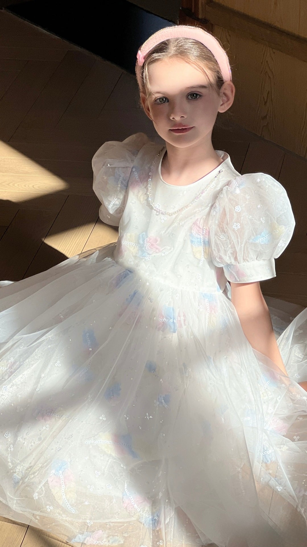 Feather Bloom Pastel Tulle Dress