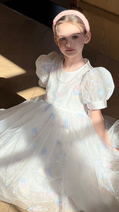 Feather Bloom Pastel Tulle Dress