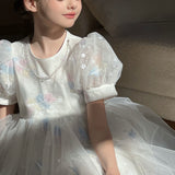Feather Bloom Pastel Tulle Dress