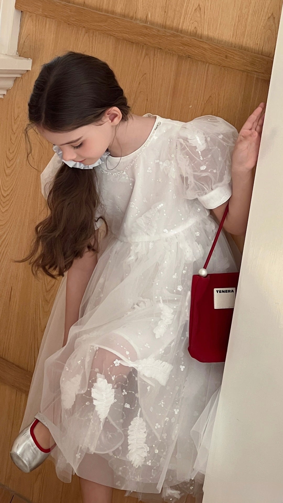Feather Bloom Layered Tulle Dress