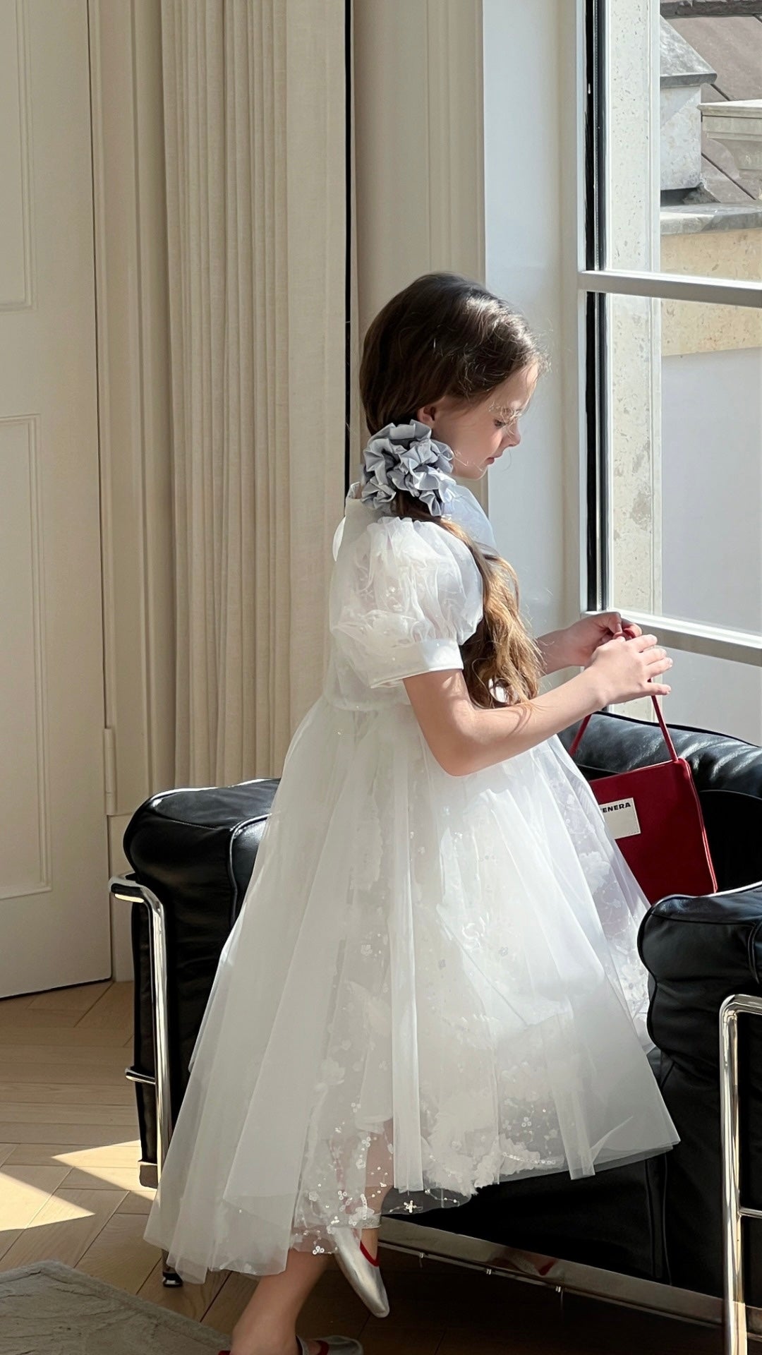 Feather Bloom Layered Tulle Dress