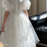 Feather Bloom Layered Tulle Dress