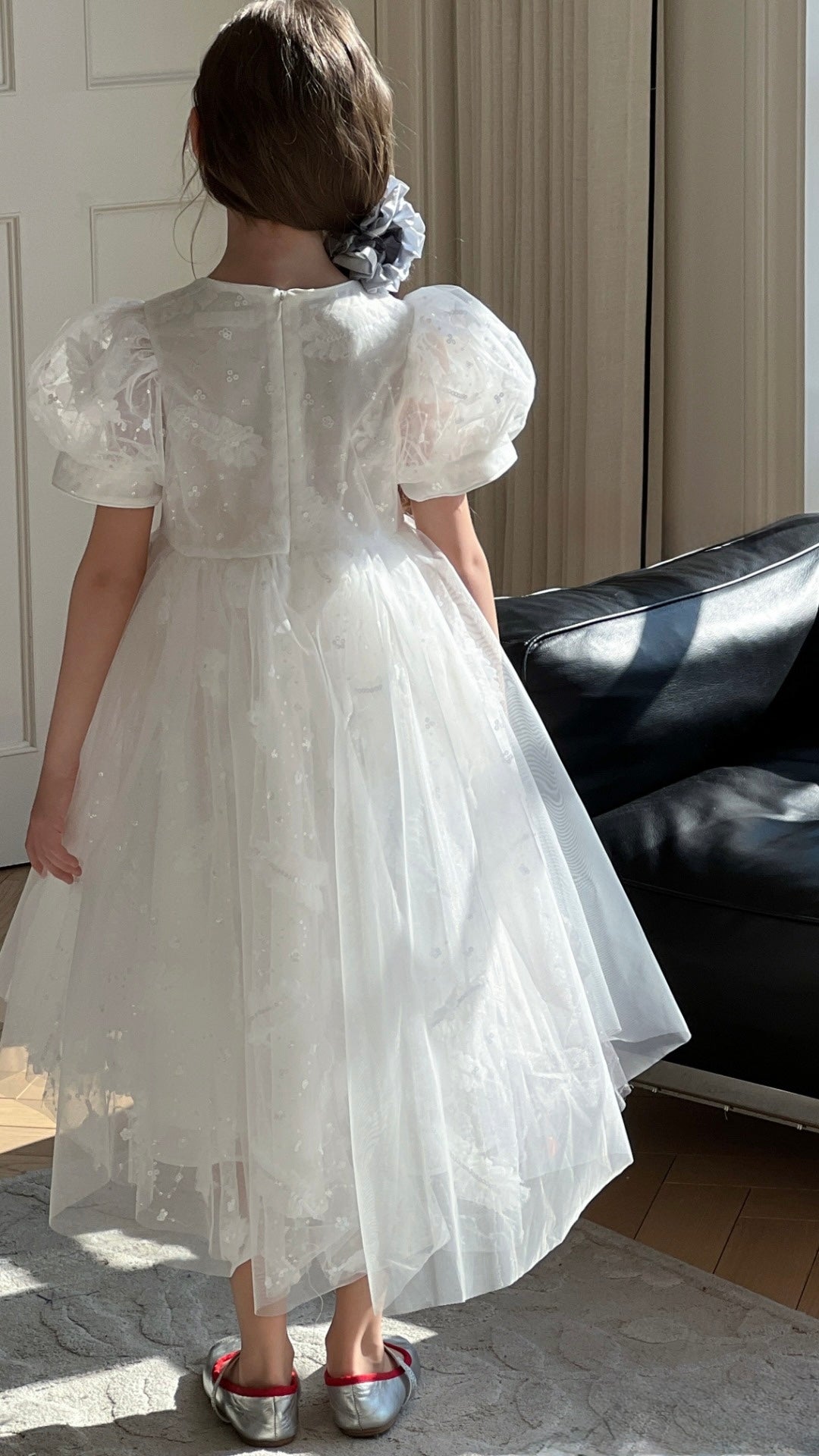 Feather Bloom Layered Tulle Dress