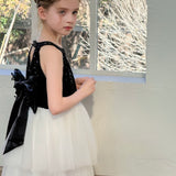 Midnight Sequin Knit Lace Tulle Dress