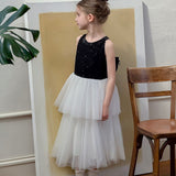 Midnight Sequin Knit Lace Tulle Dress