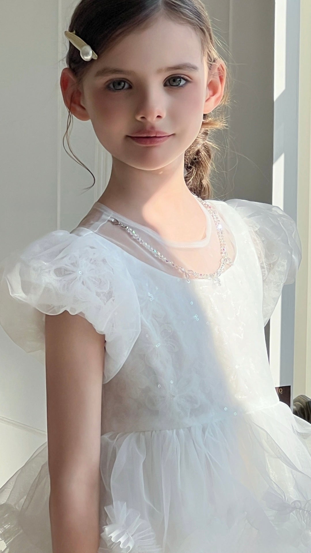 Petal Cascade Puff Tulle Dress