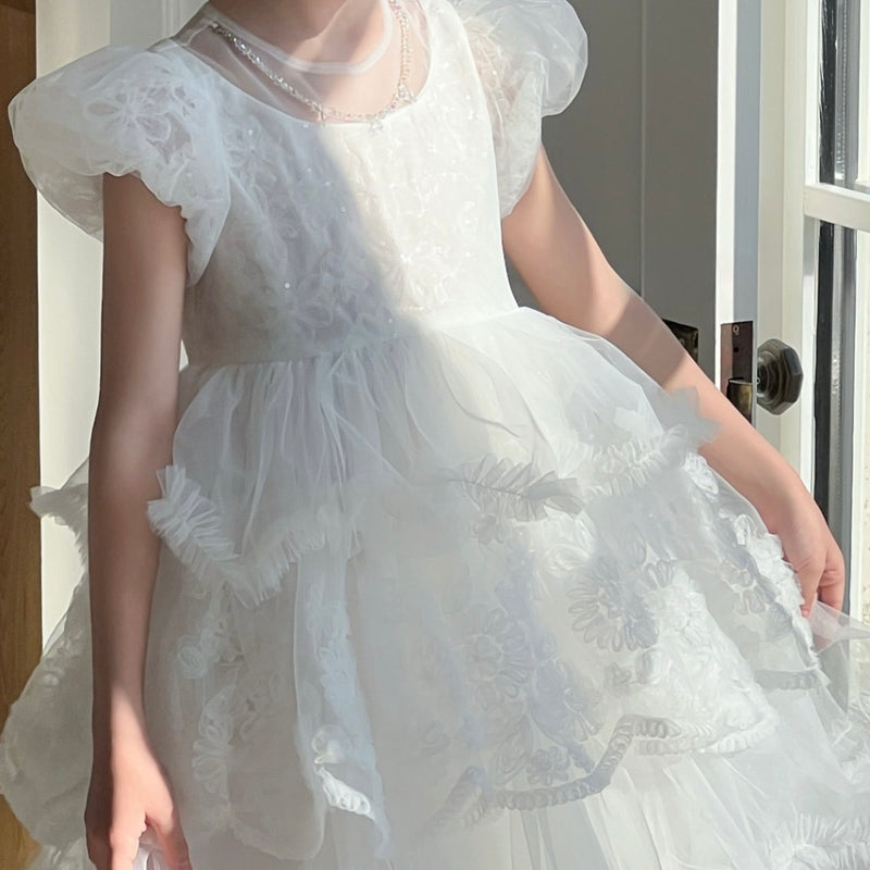 Petal Cascade Puff Tulle Dress