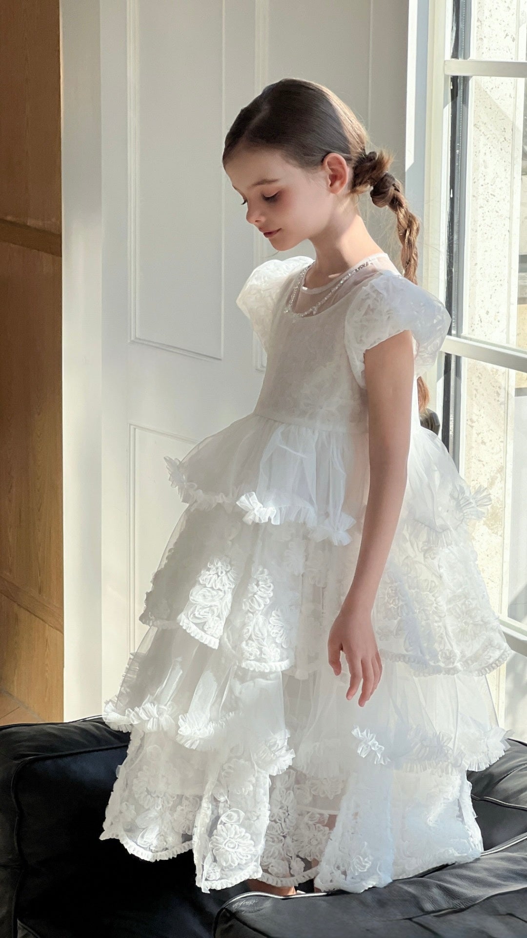 Petal Cascade Puff Tulle Dress