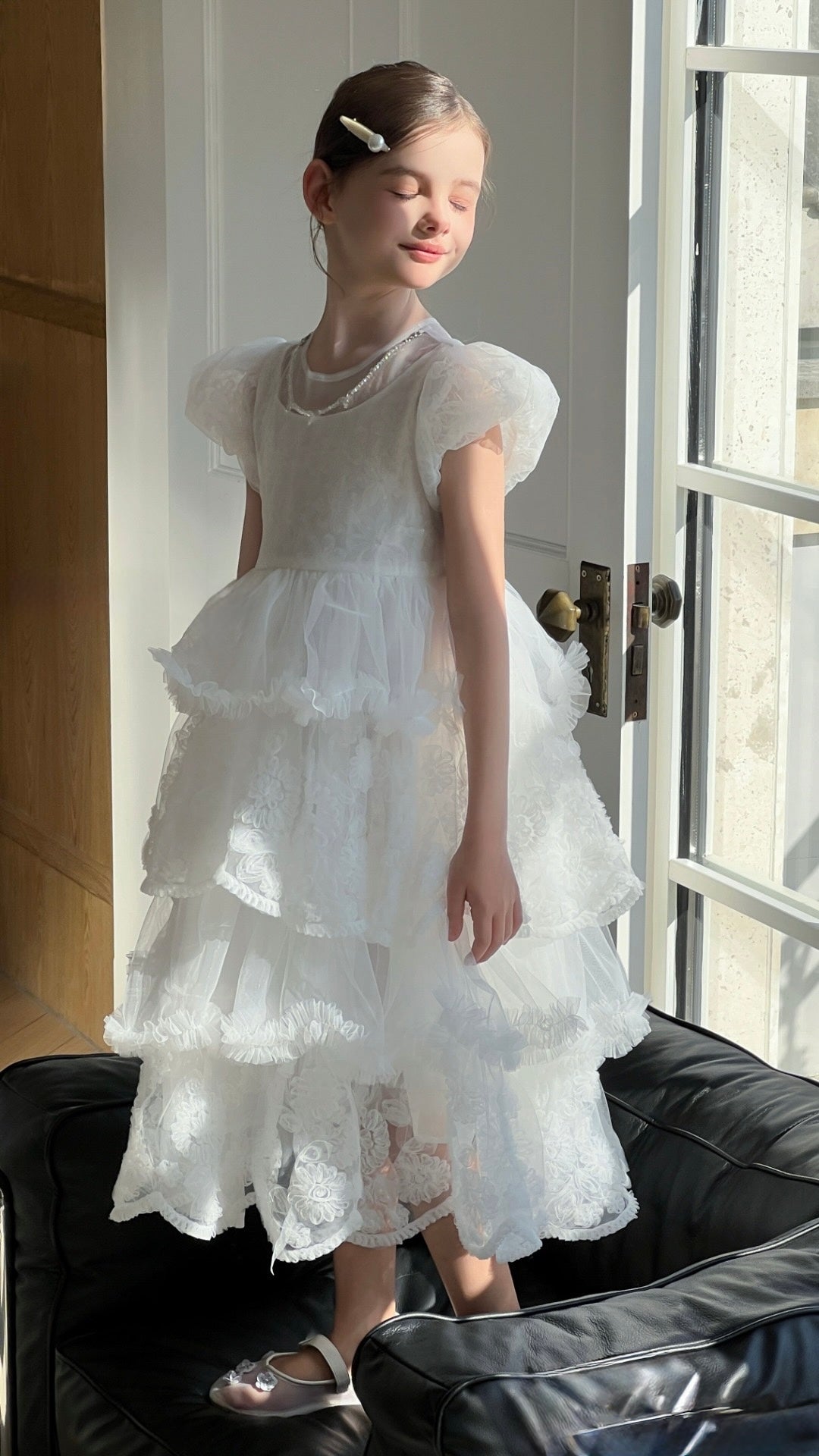 Petal Cascade Puff Tulle Dress