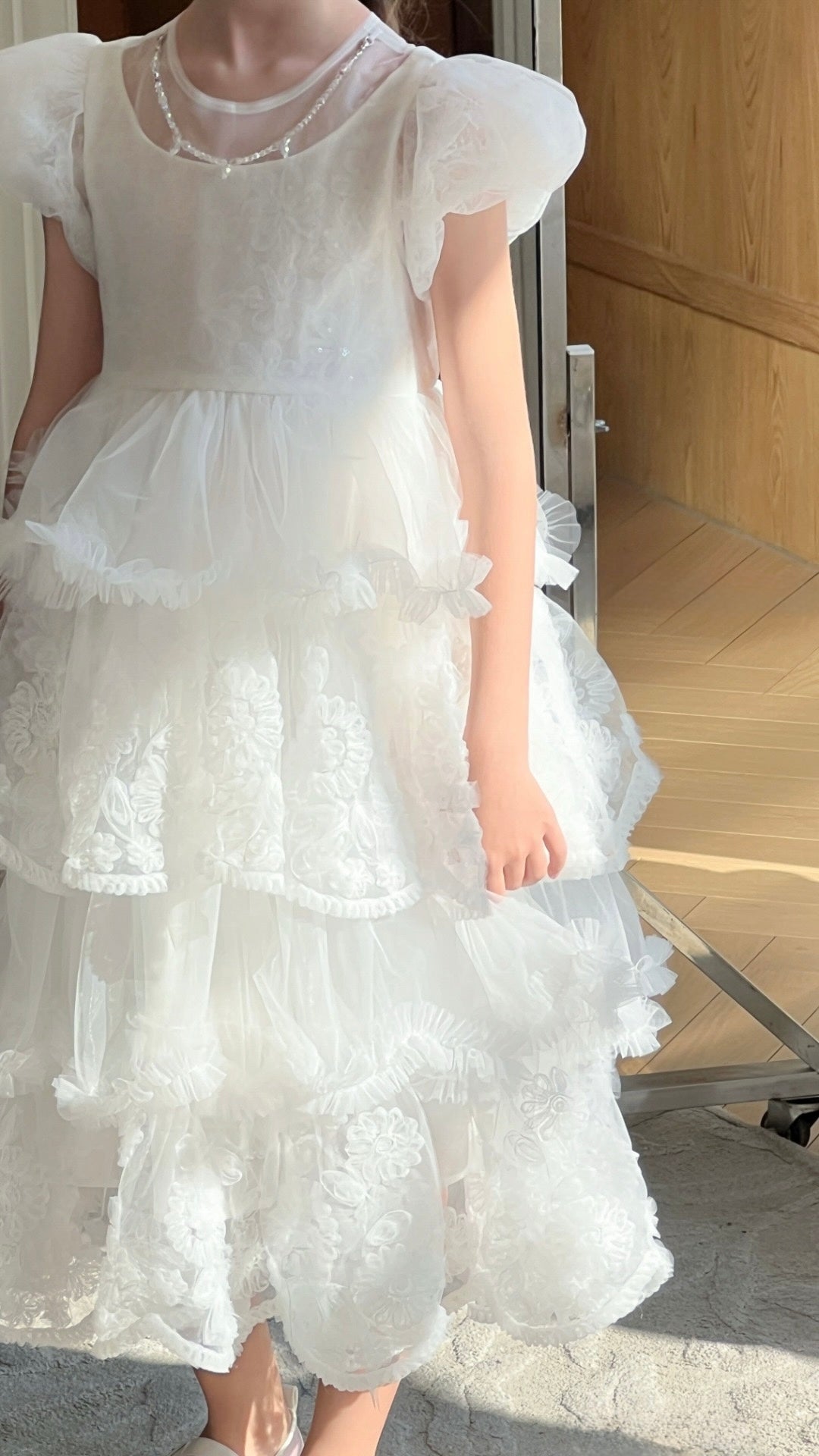 Petal Cascade Puff Tulle Dress