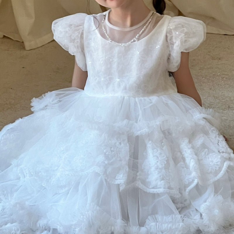 Petal Cascade Puff Tulle Dress