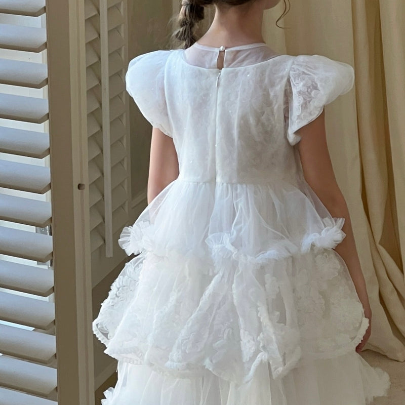 Petal Cascade Puff Tulle Dress